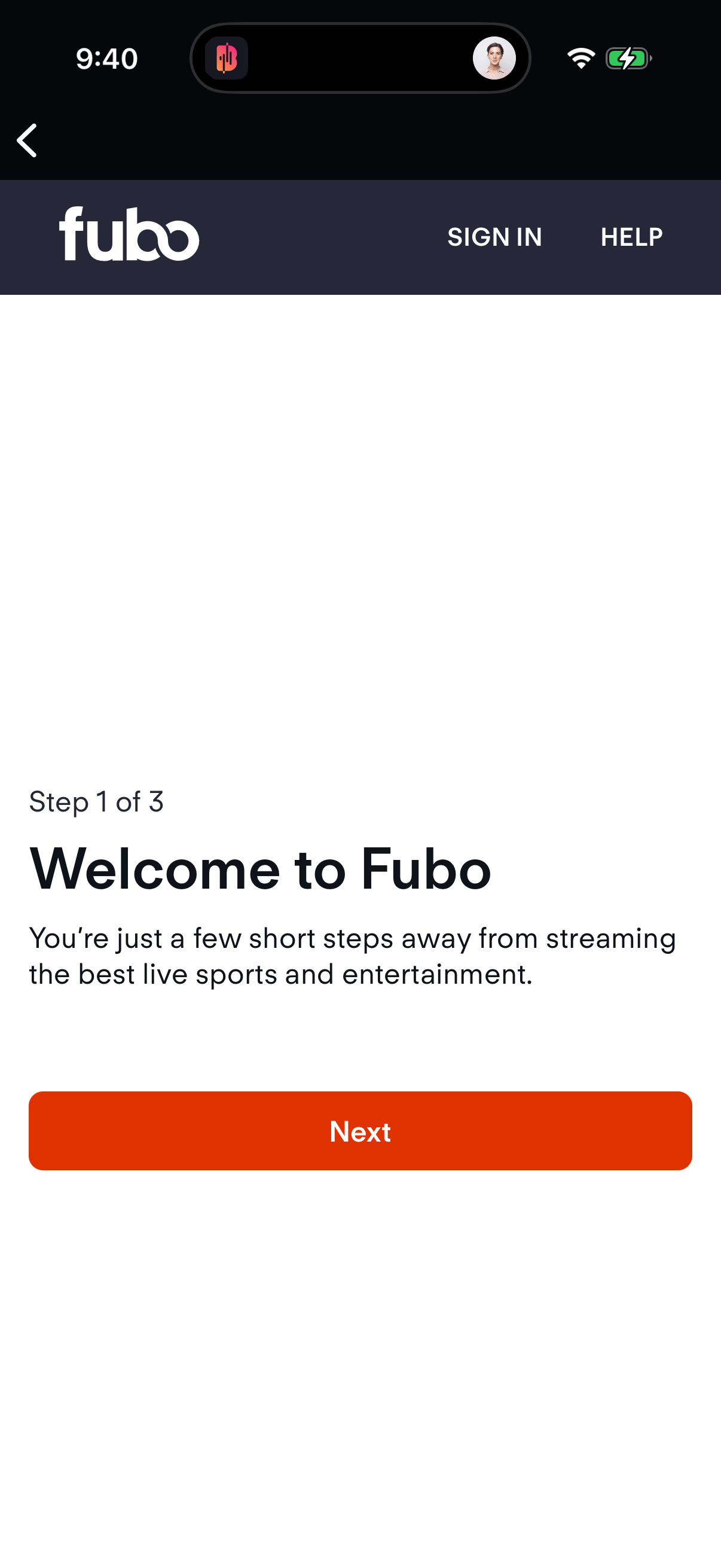 Step 2 of fubo Onboarding