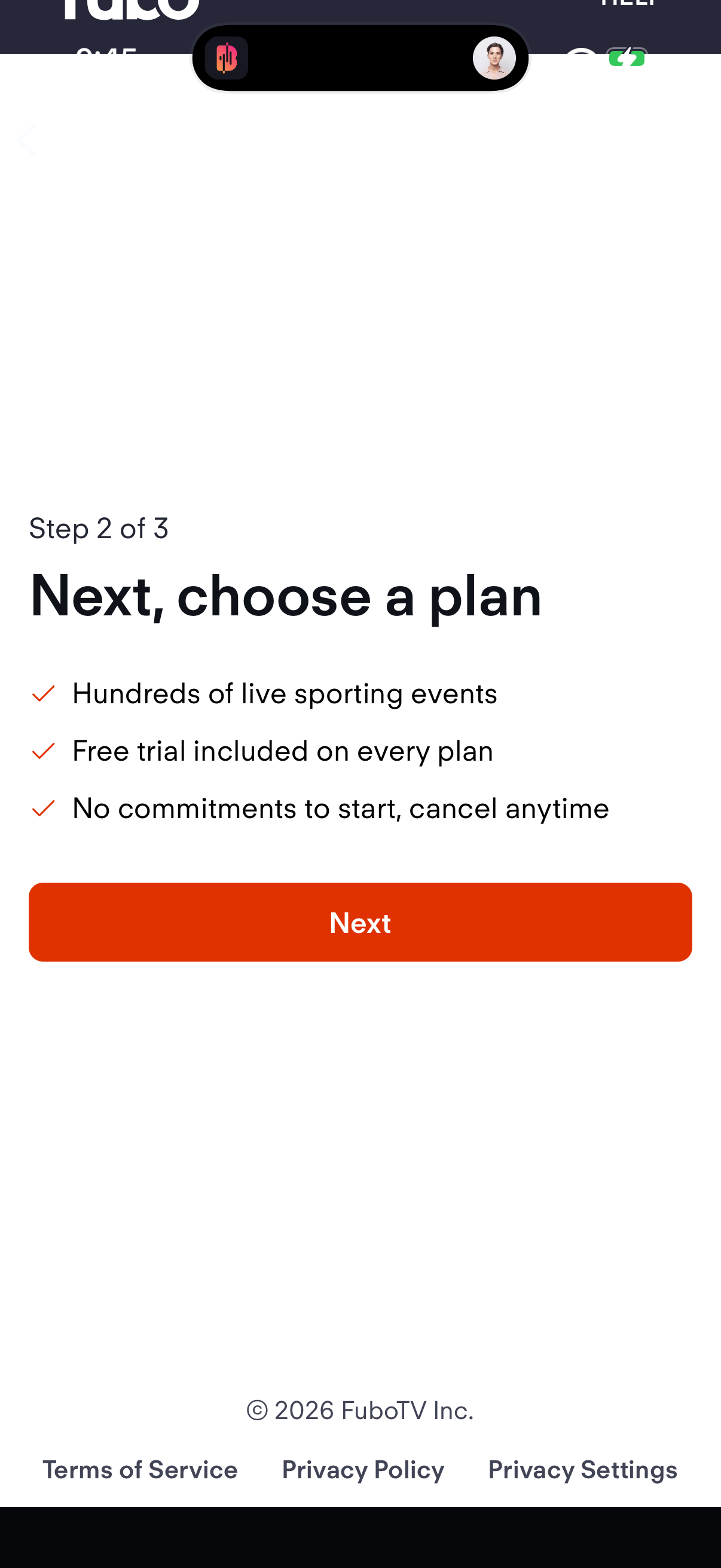 Step 4 of fubo Onboarding