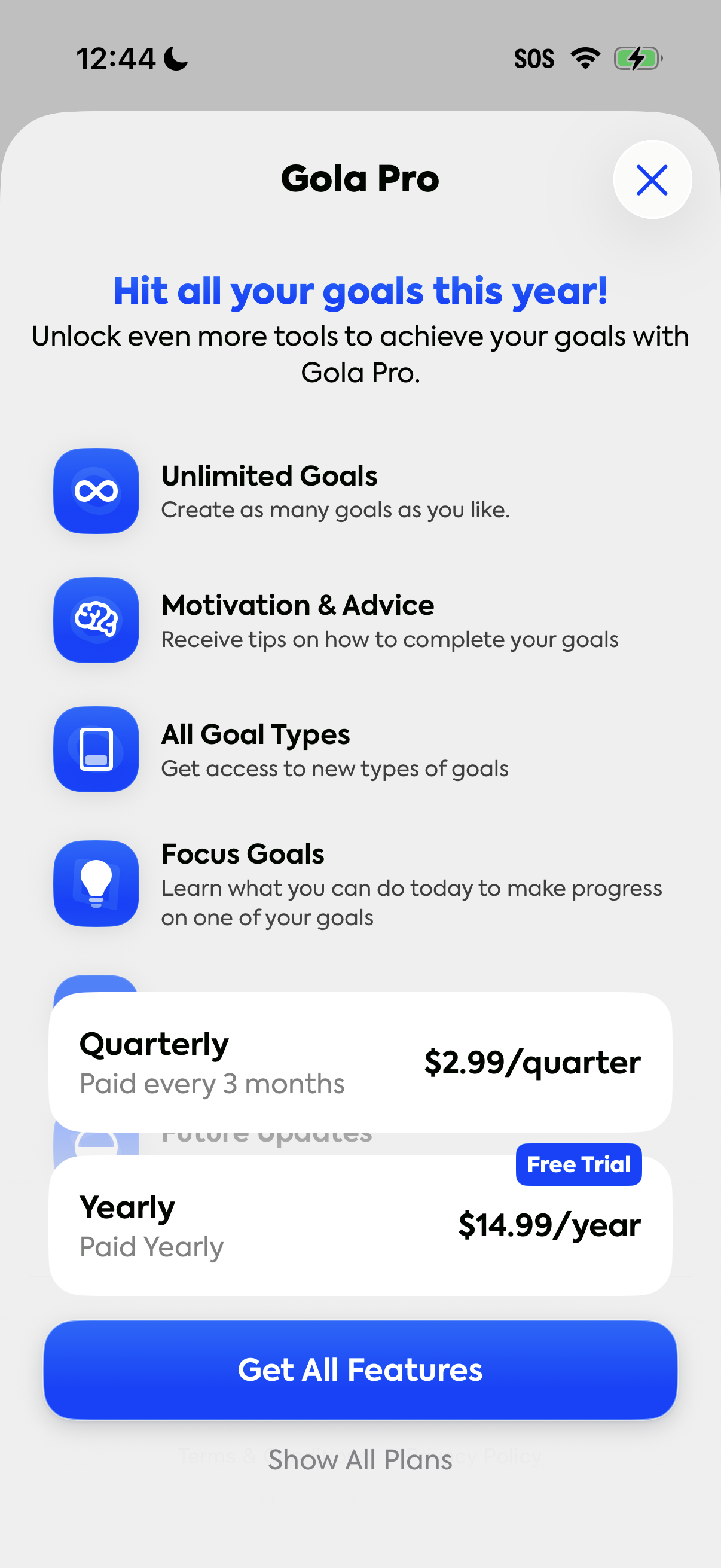 Step 4 of Gola Onboarding Paywall