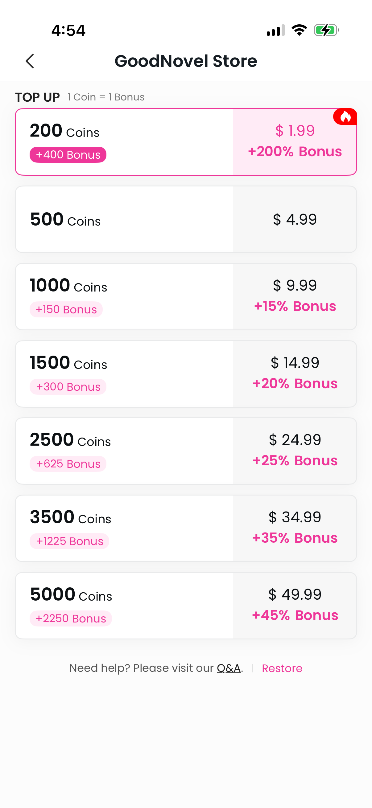 Step 1 of goodnovel Paywall