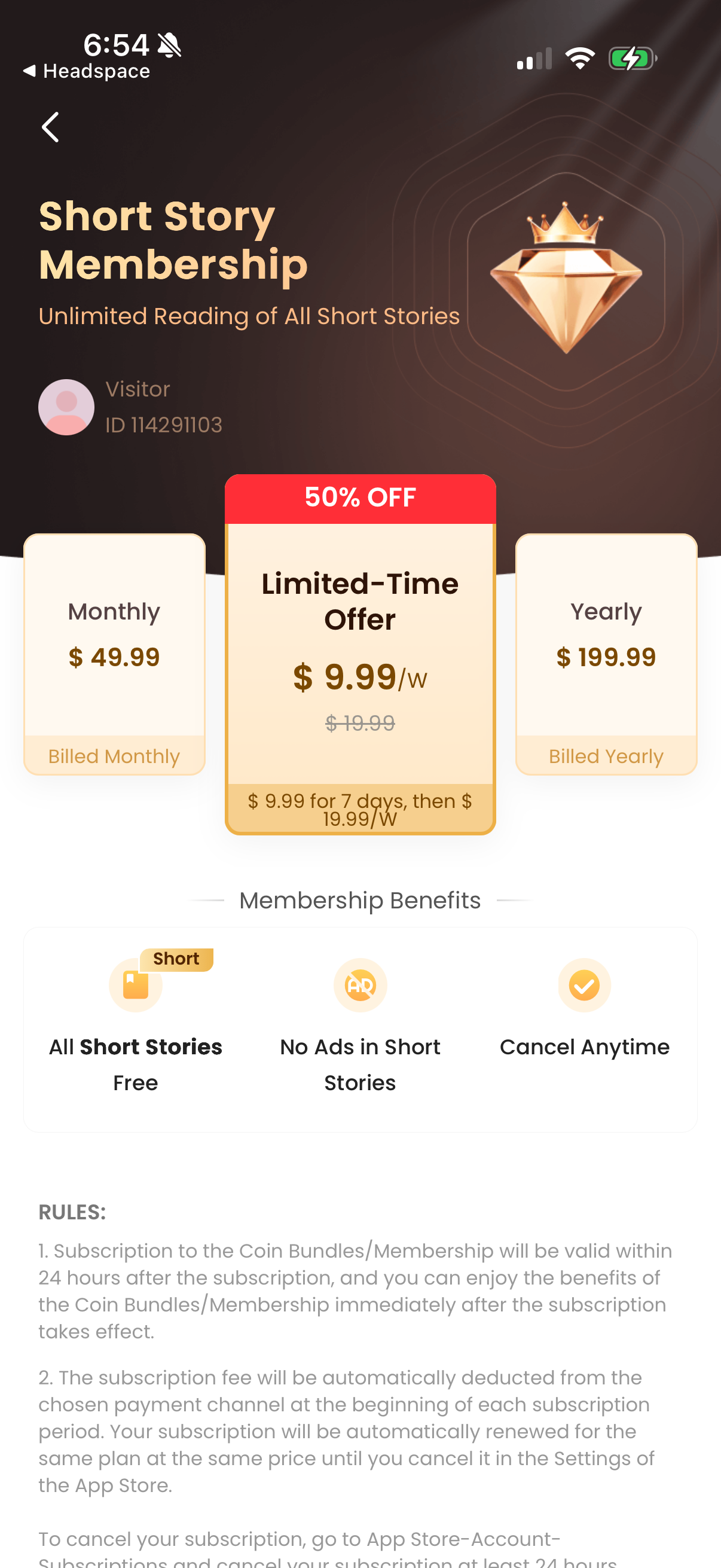 Step 1 of Goodnovel Welcome Back Paywall