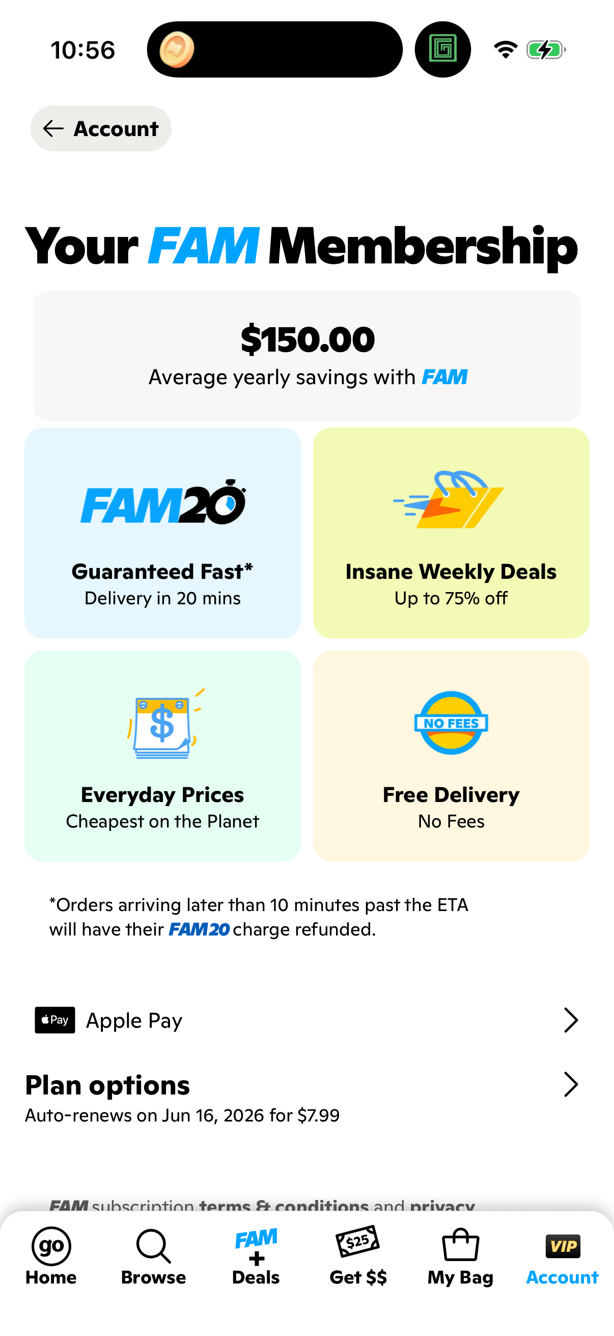 Step 1 of gopuff Paywall