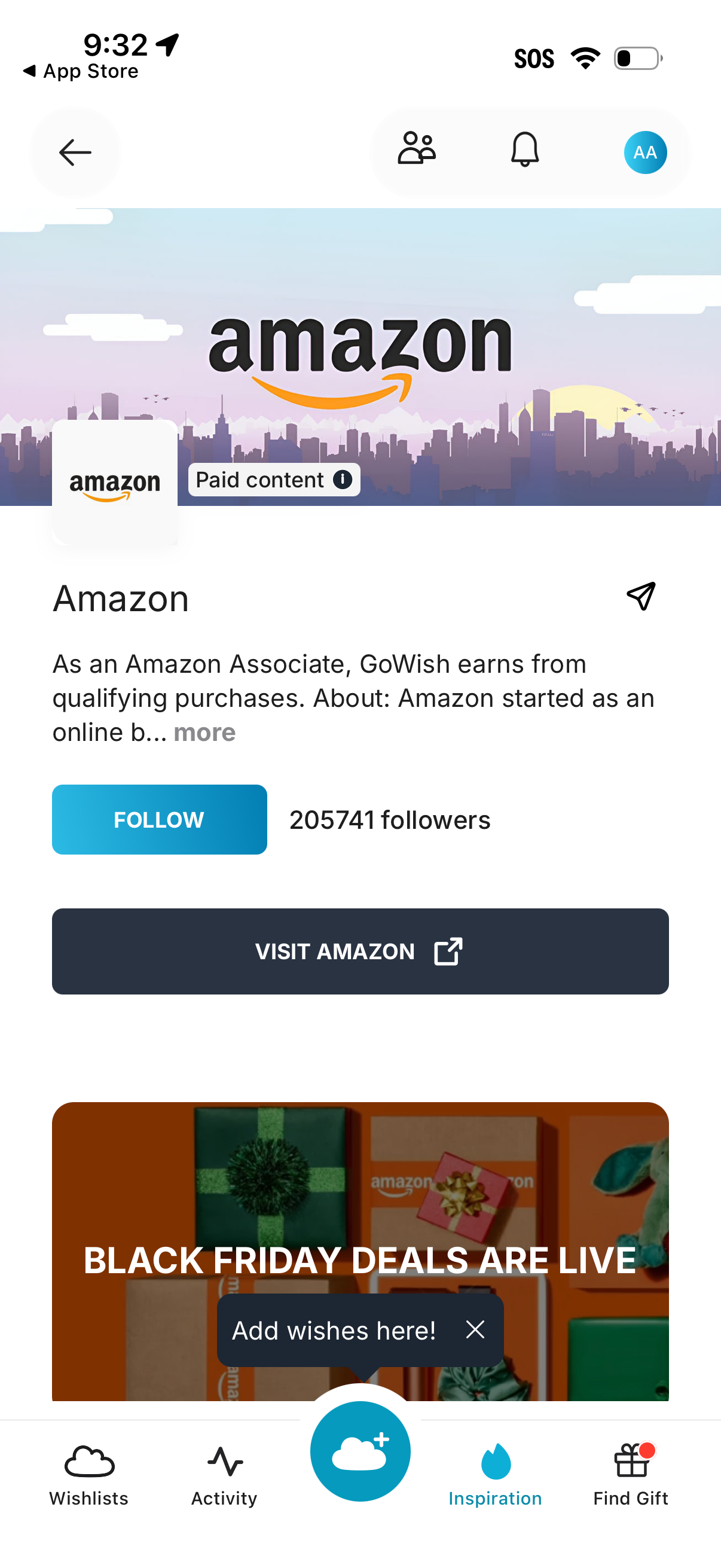 gowish follow a brand