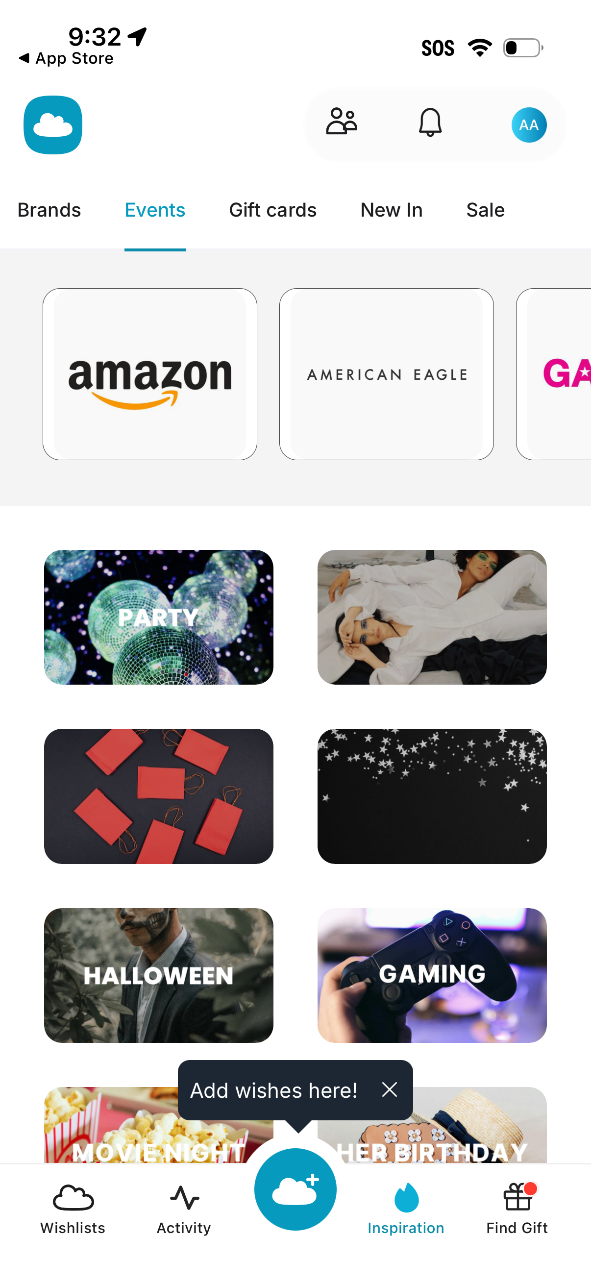 gowish open event list