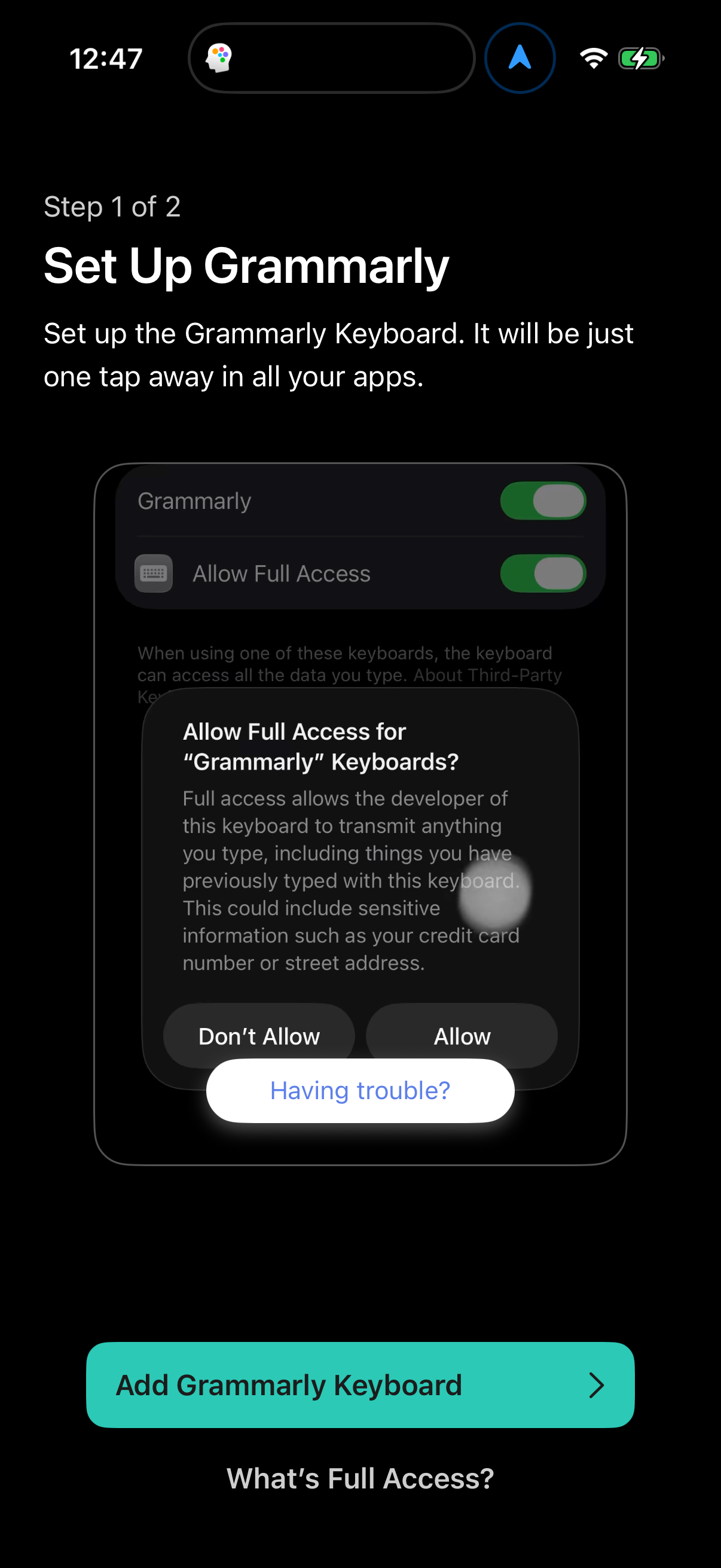 Step 1 of grammarly Main_tabs