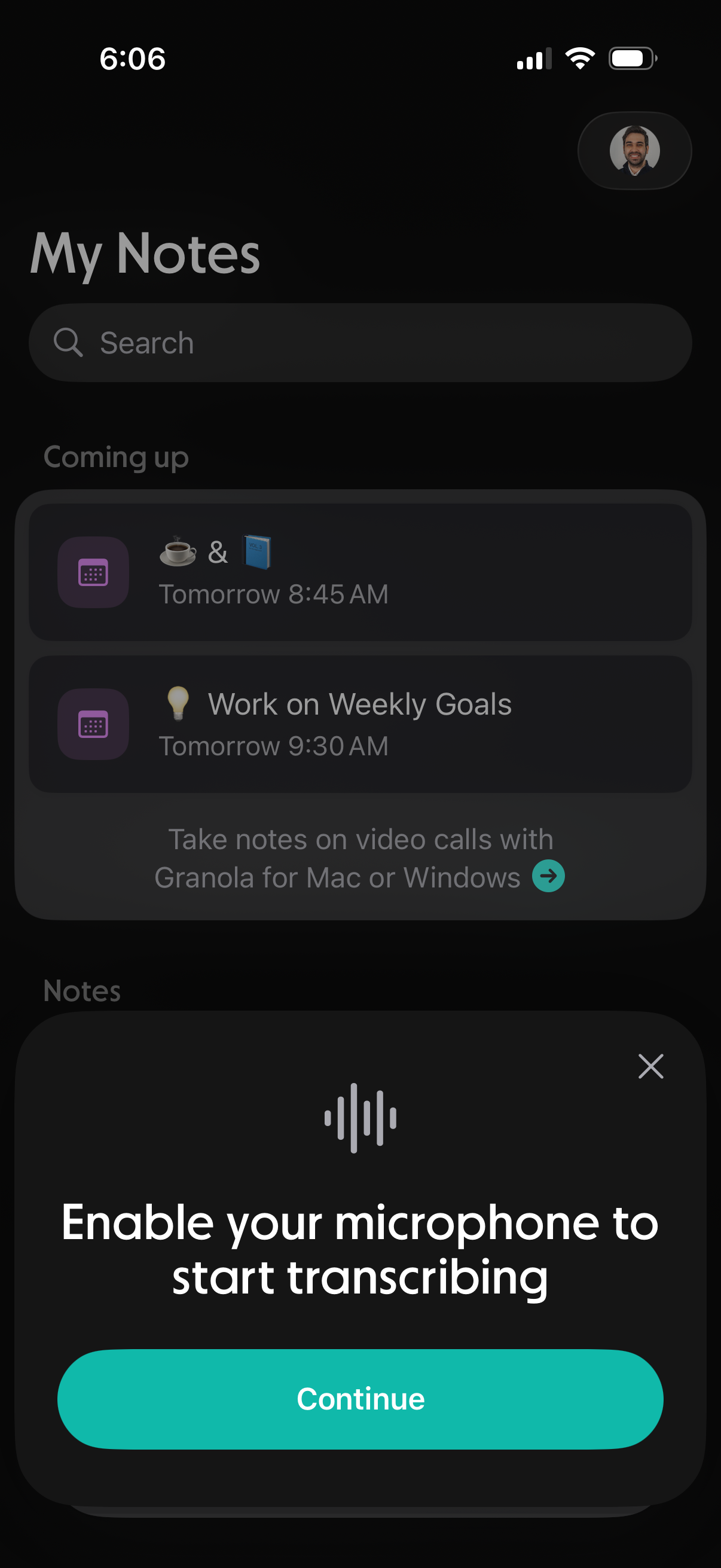 granola enable microphone access