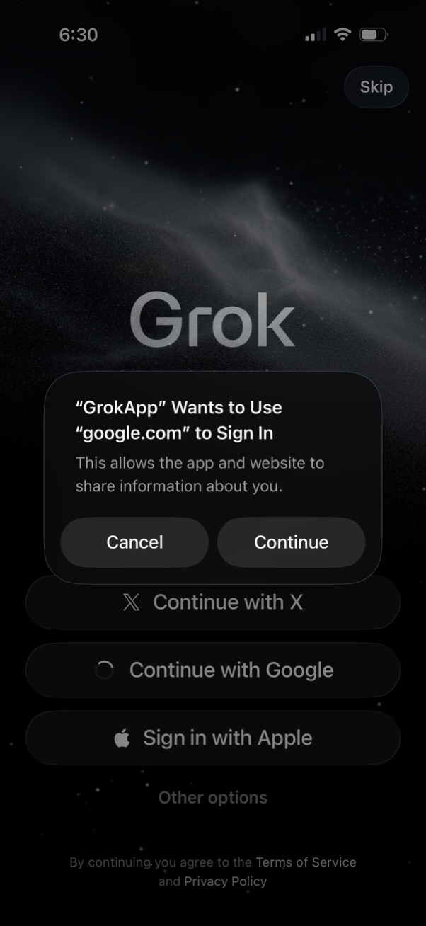 grok app screenshot 2
