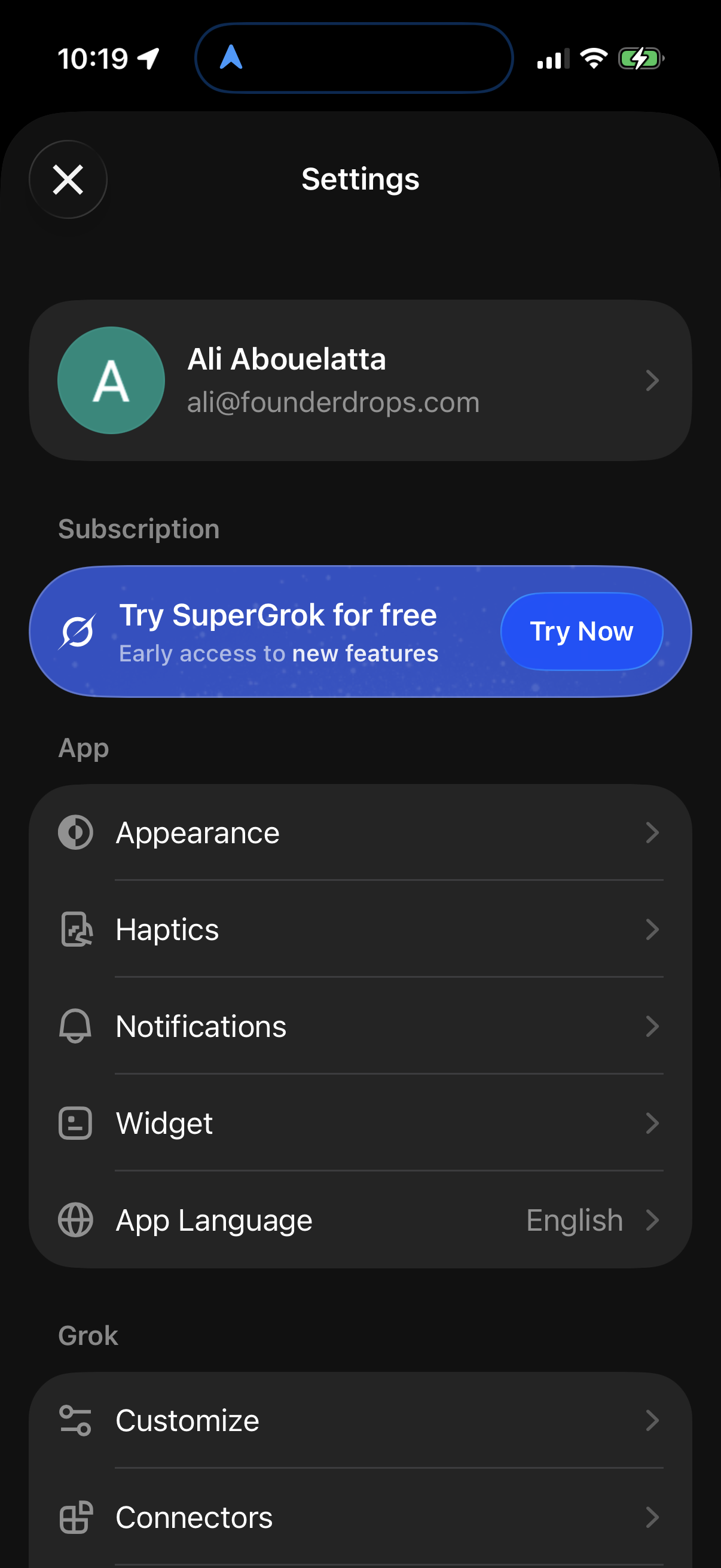 grok app screenshot 2