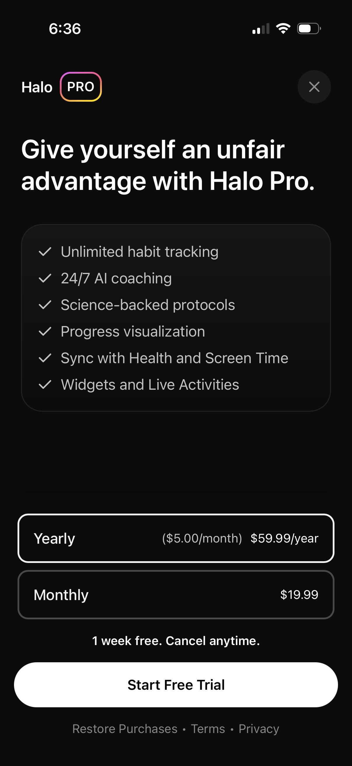 halo-habits app screenshot 2