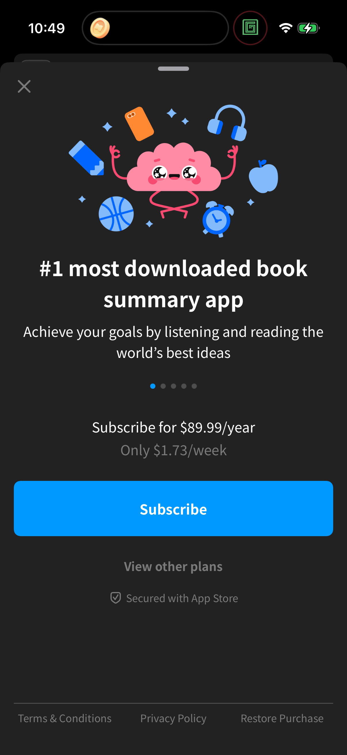 Step 1 of headway Paywall