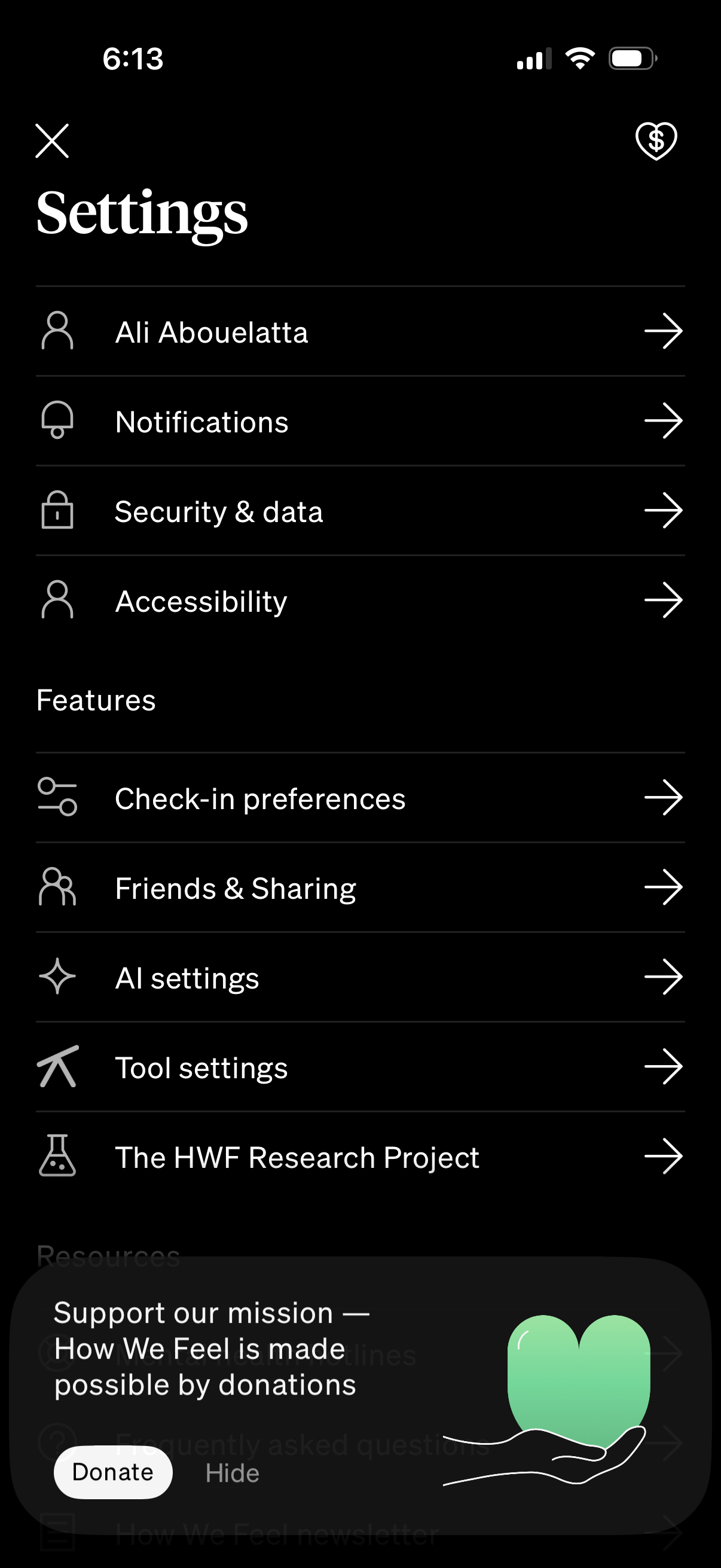 how-we-feel manage notification settings