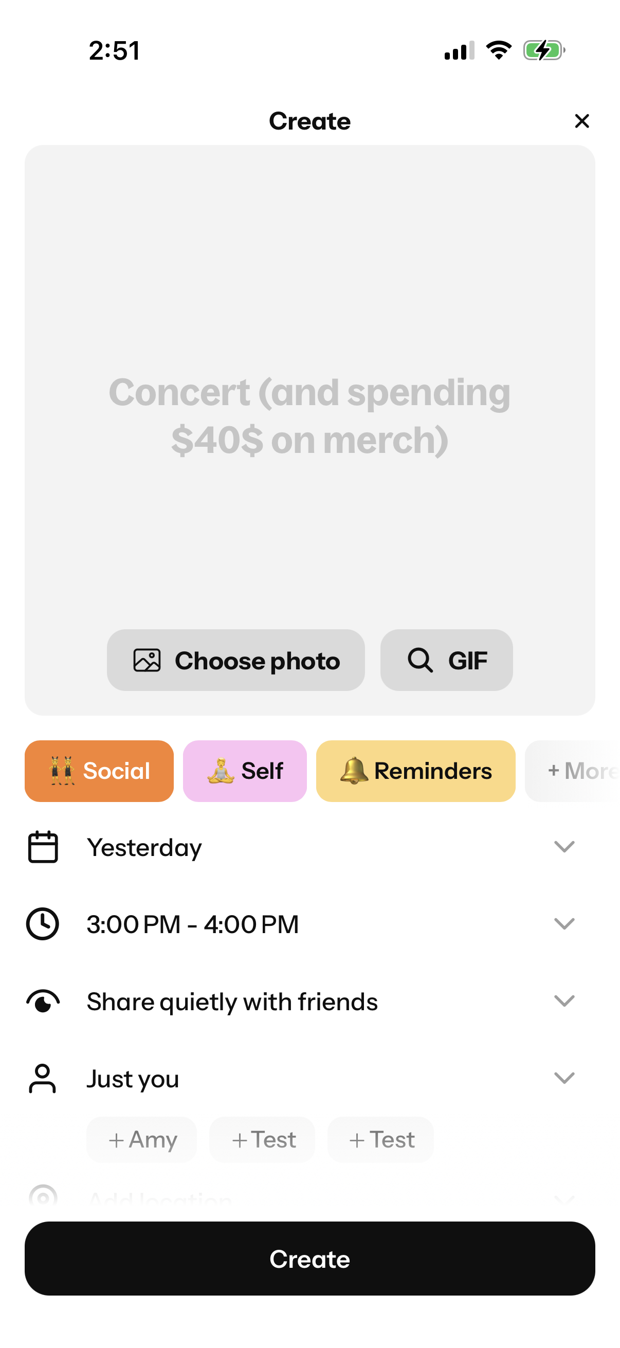 Step 1 of Howbout Event Creation