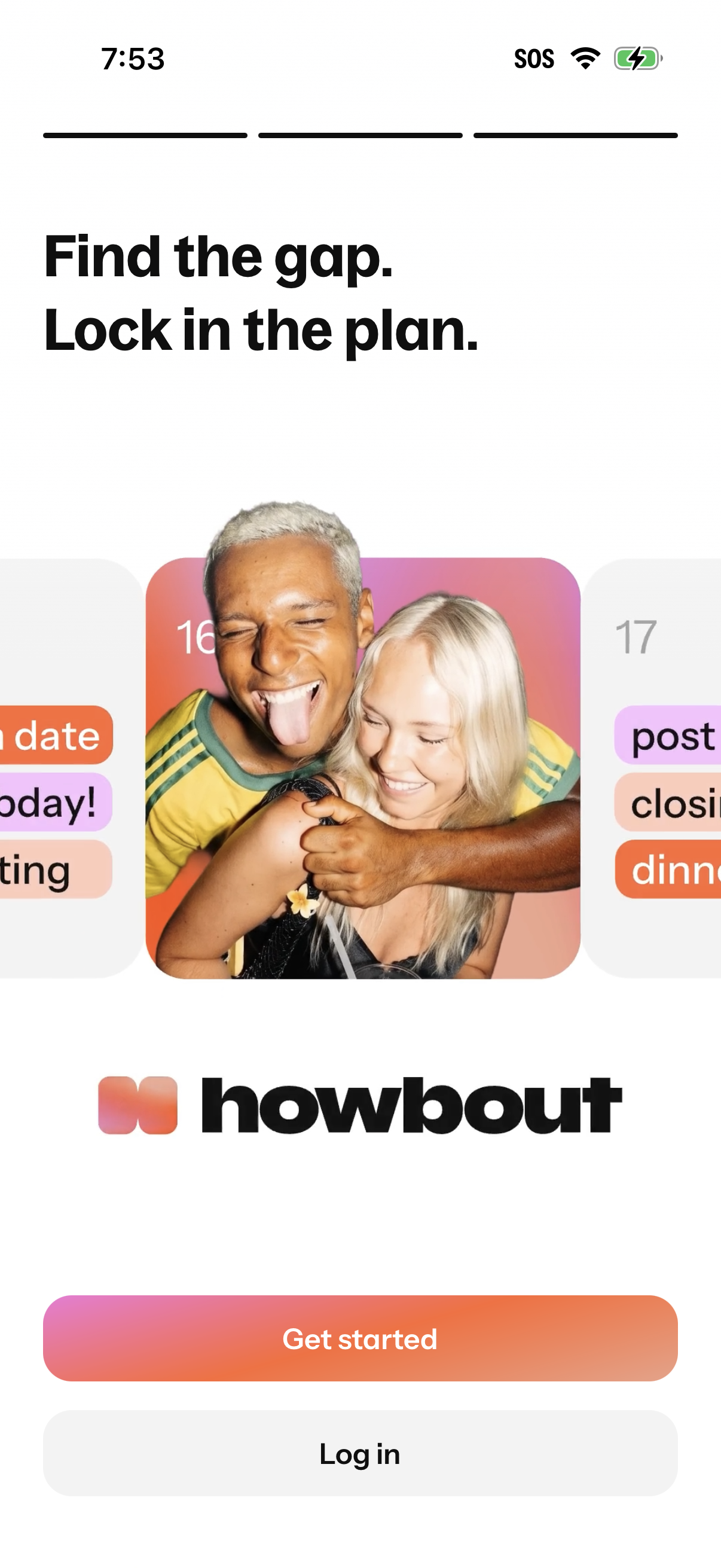 Step 1 of Howbout Onboarding