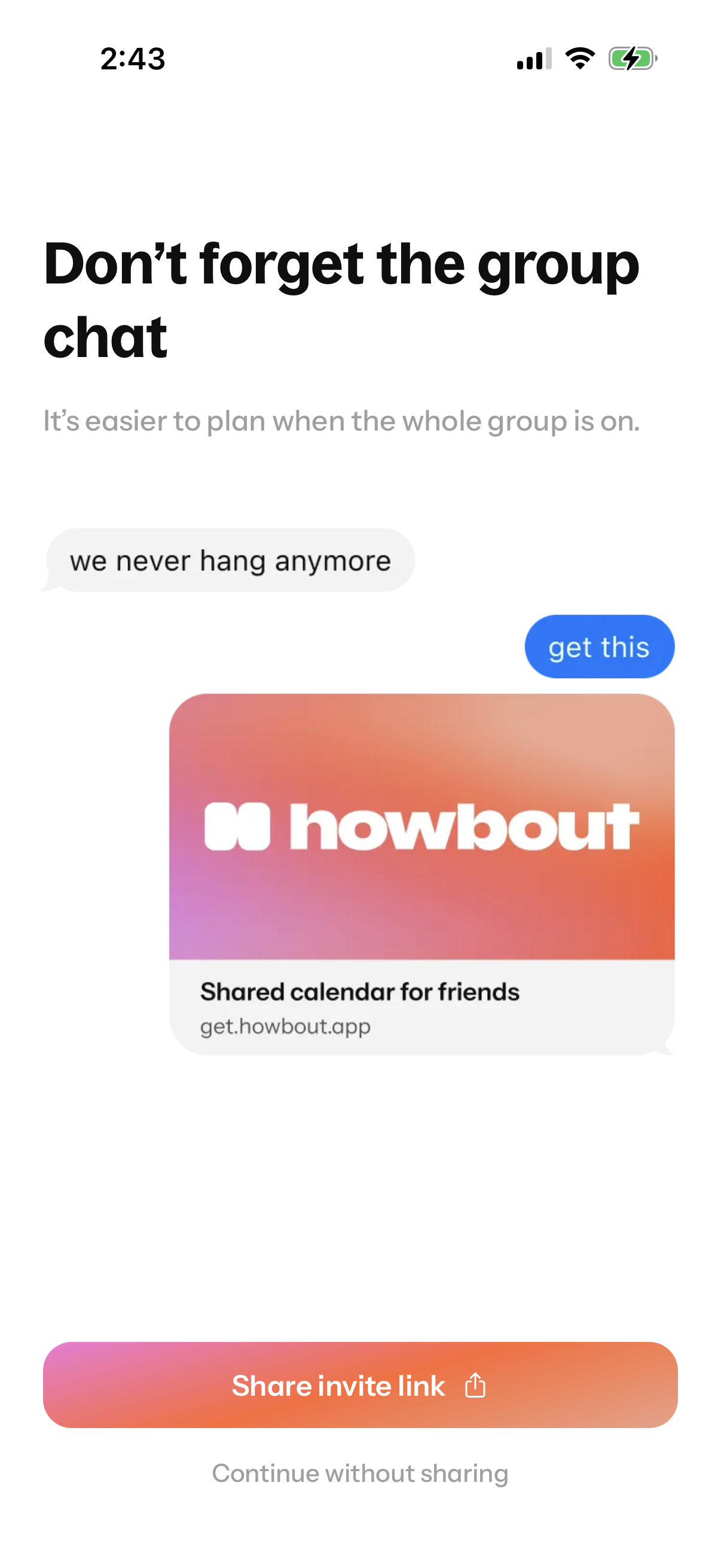 Step 1 of Howbout Profile and Calendar Setup