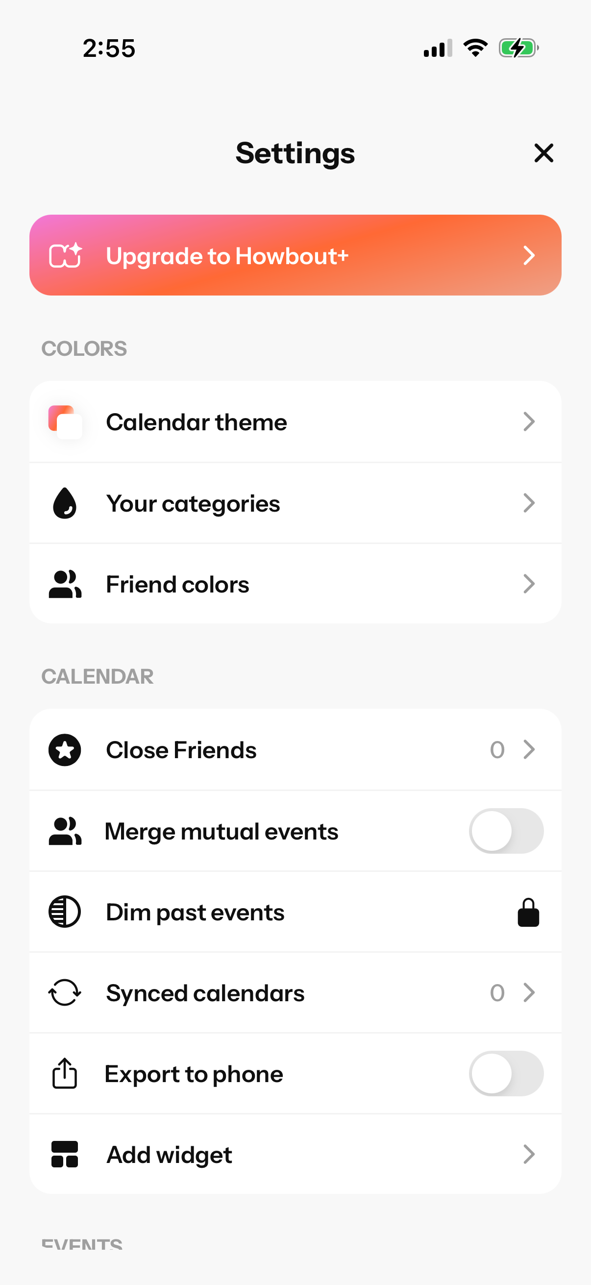 Step 1 of Howbout Settings Paywall