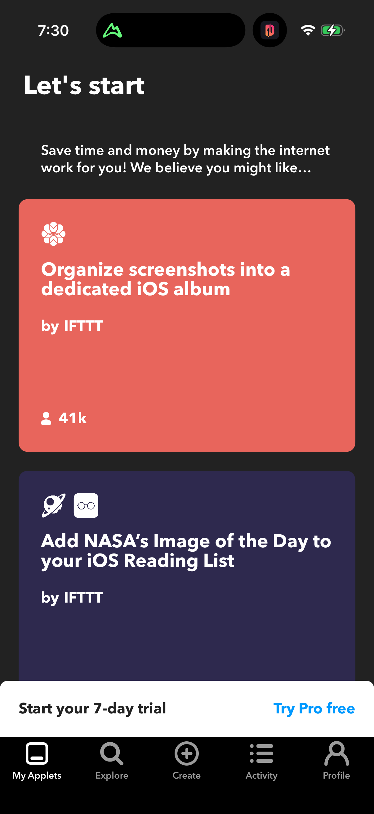Step 1 of ifttt Main_tabs