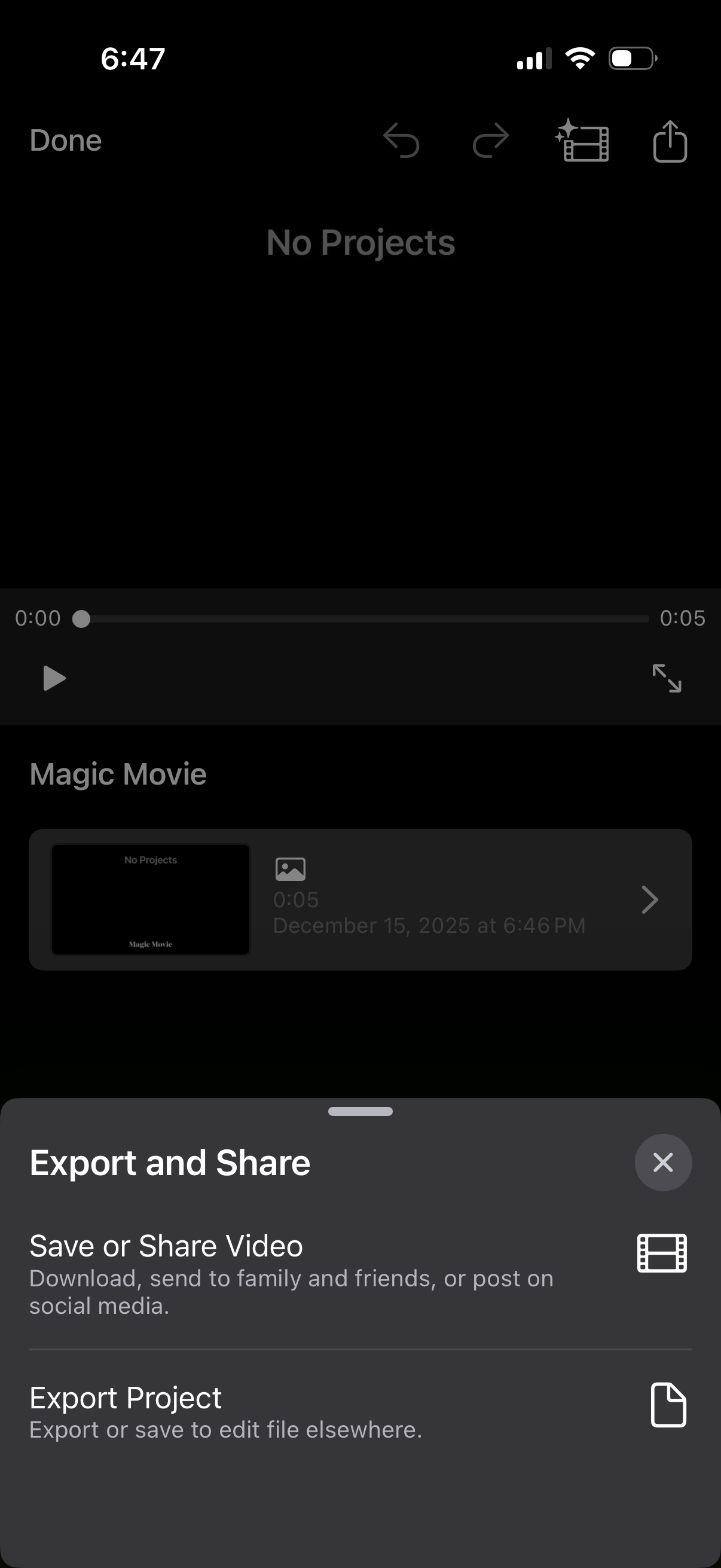 imovie export and share video