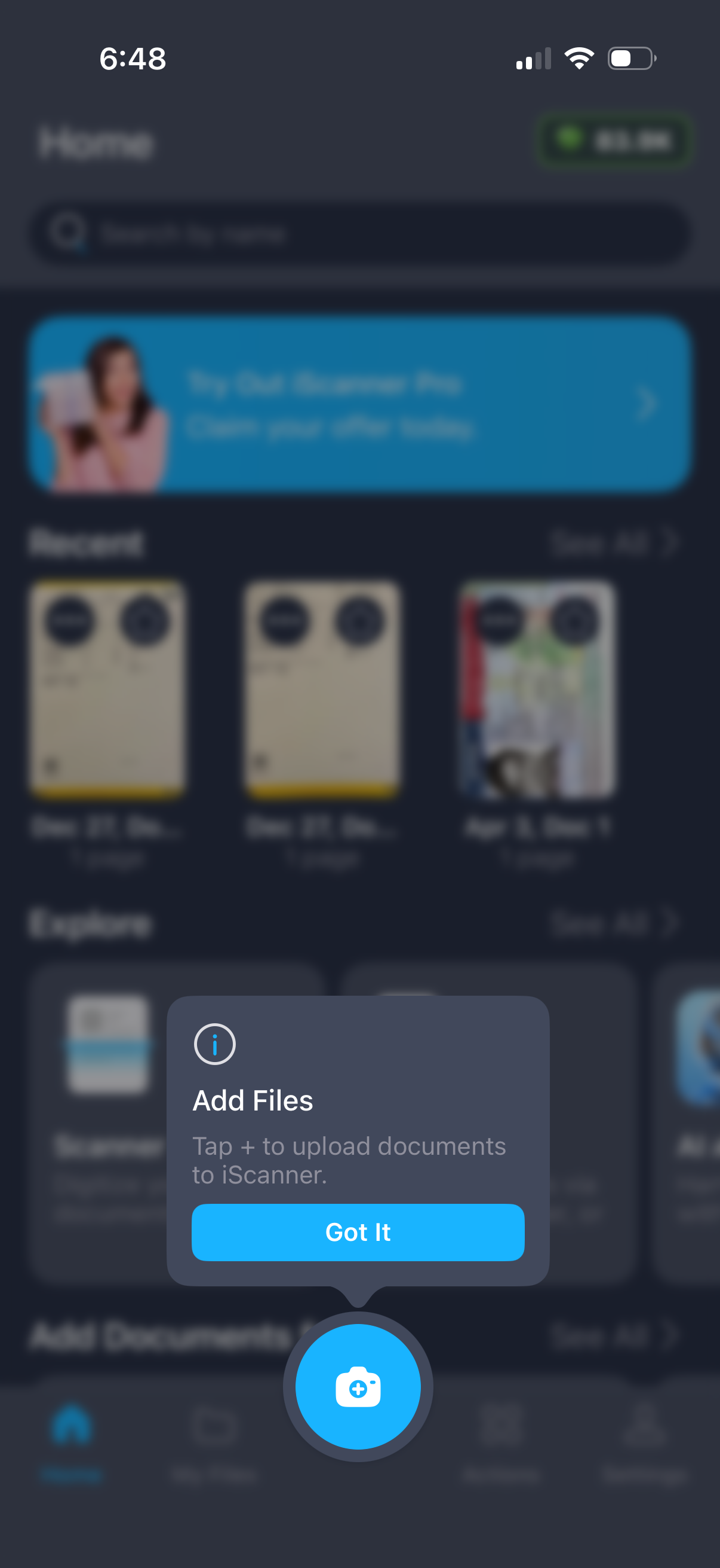 iscanner start scanning from add