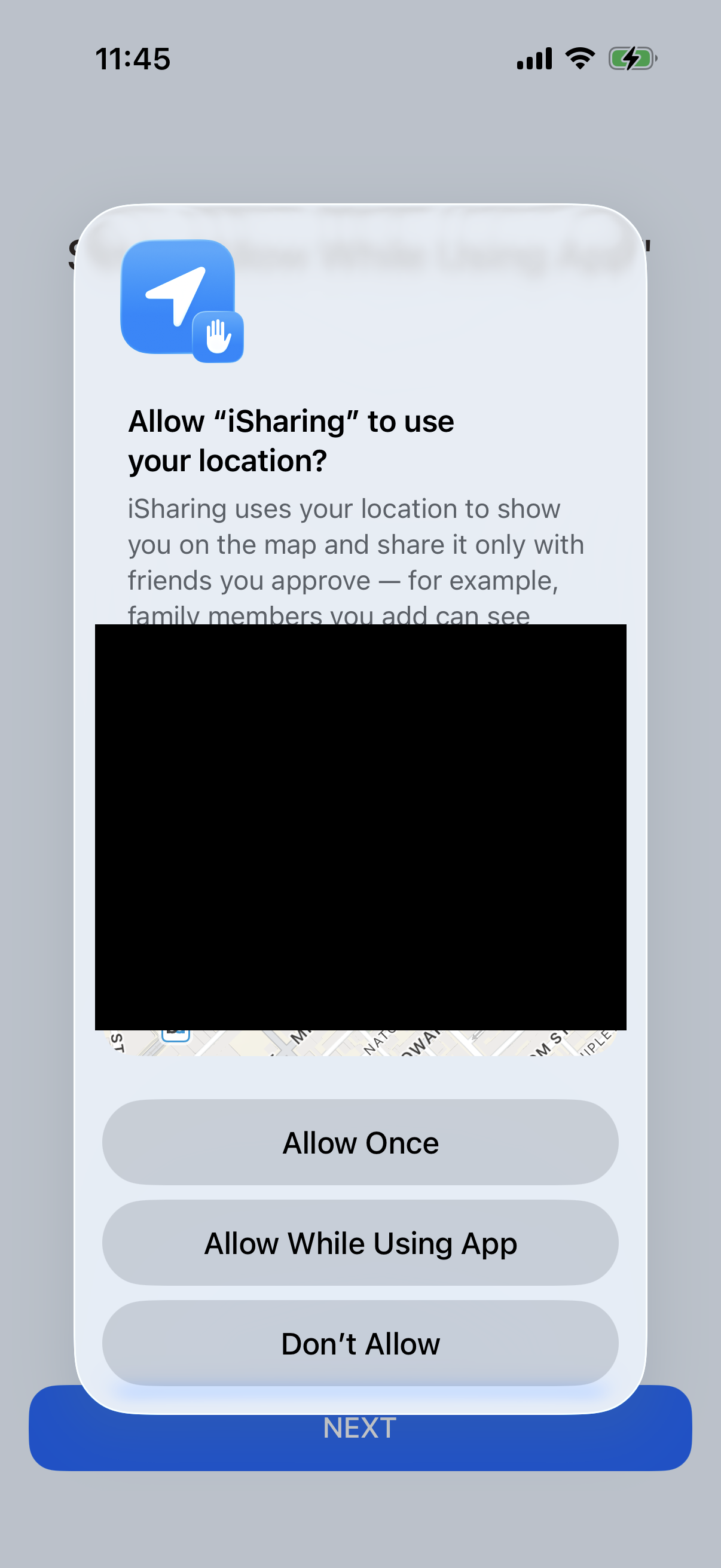 Step 2 of Isharing Location Opt-in