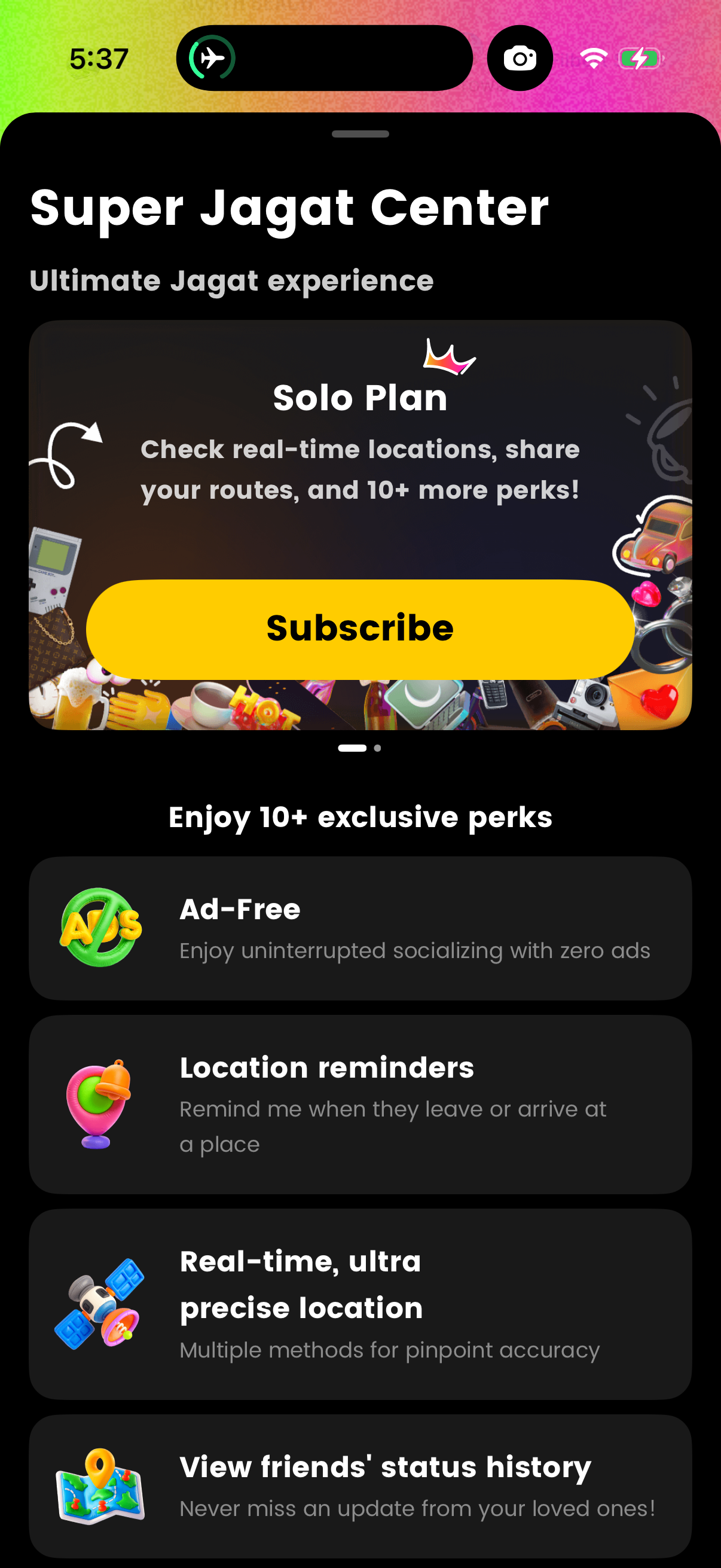 Step 1 of Jagat Settings Paywall