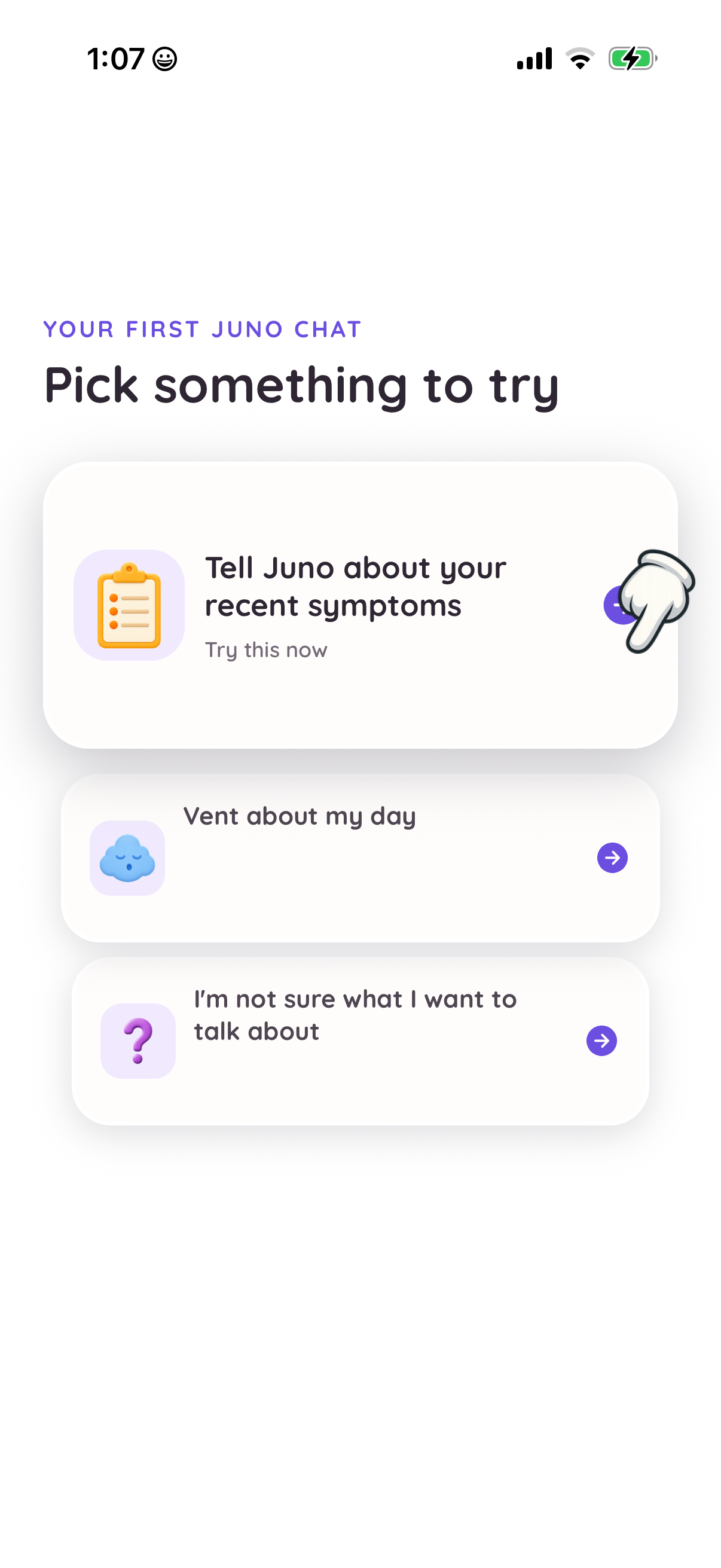 Step 1 of Juno First Conversation