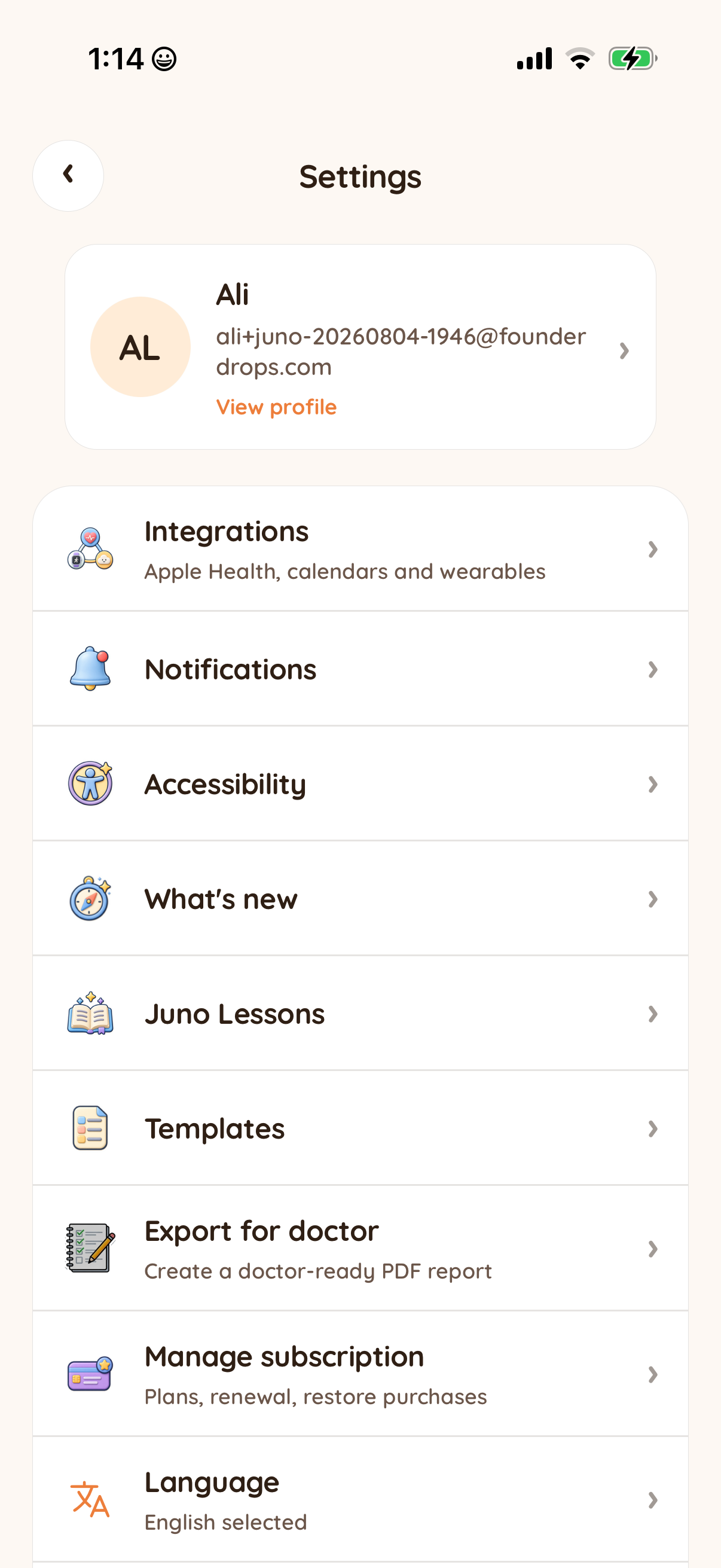 Step 1 of Juno Settings Paywall