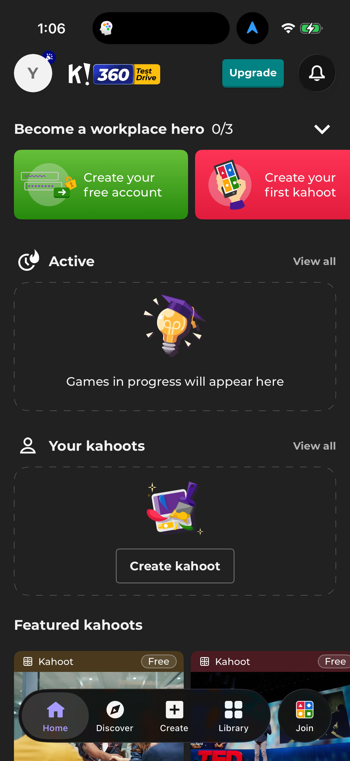 Step 1 of kahoot Main_tabs
