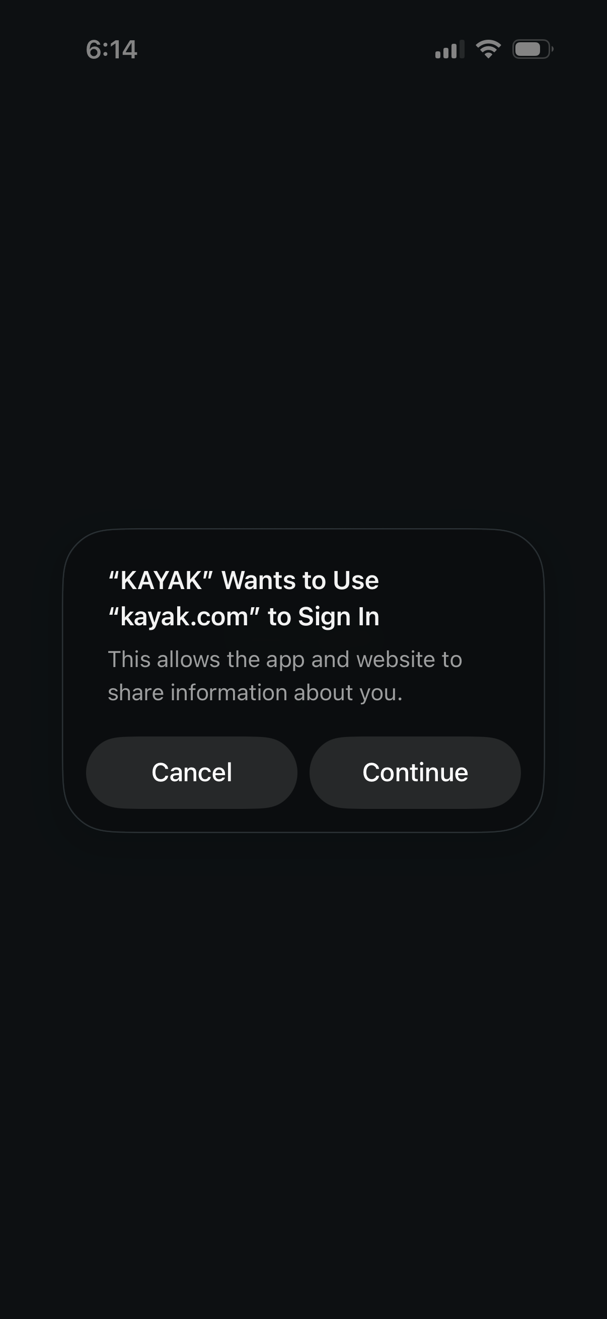 kayak sign in with google