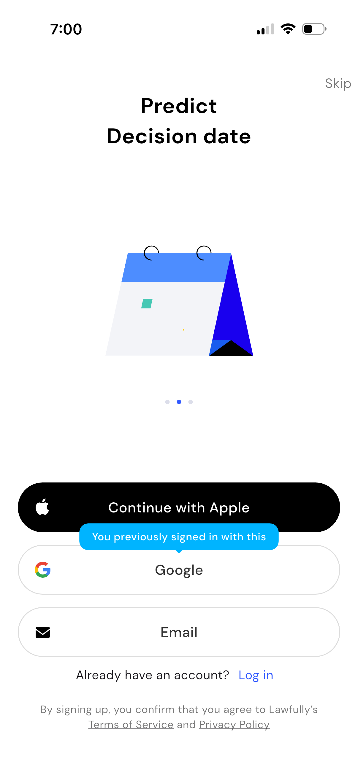 lawfully sign up or log