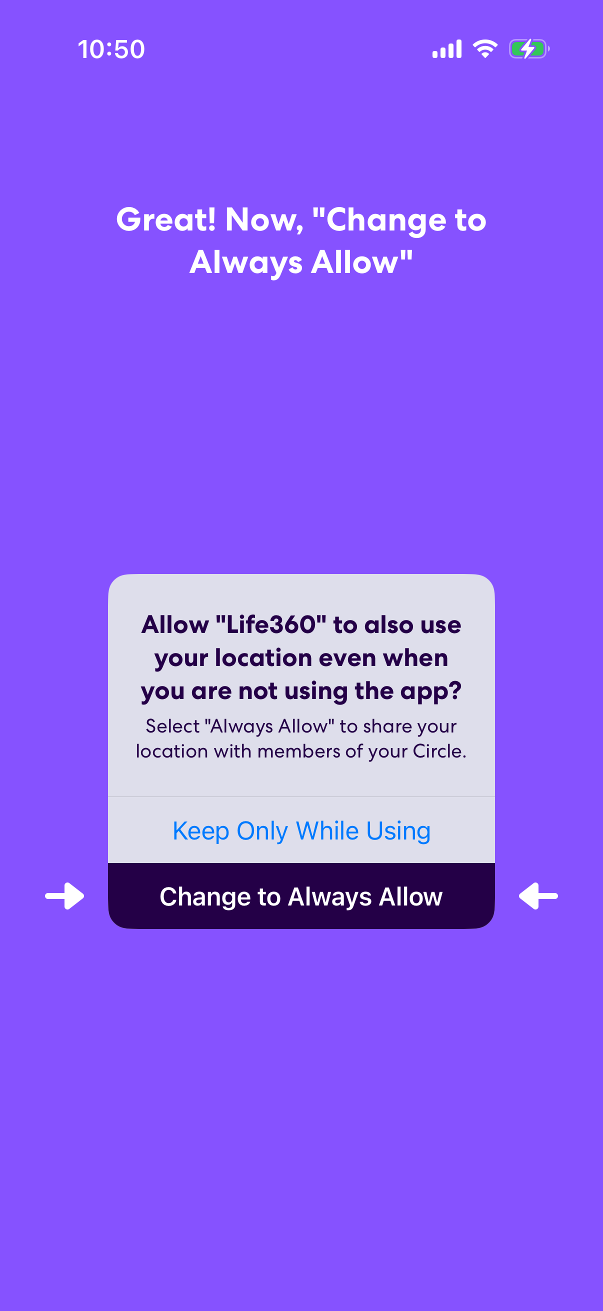 Step 2 of Life360 Location Opt-in