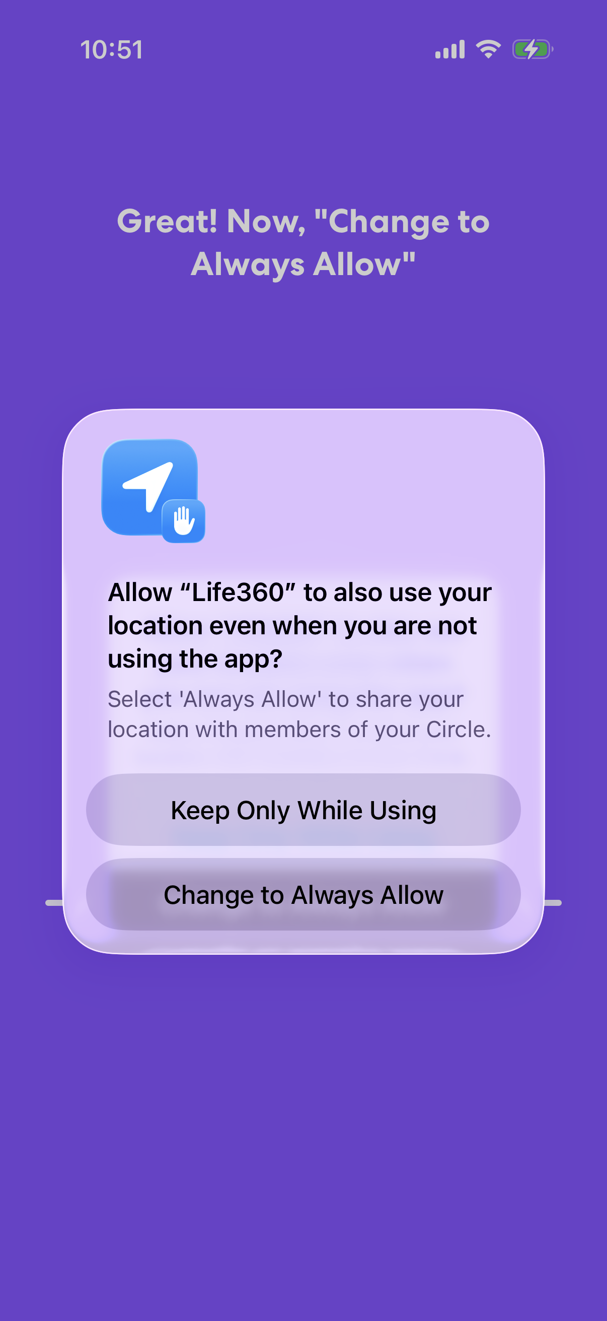 Step 3 of Life360 Location Opt-in
