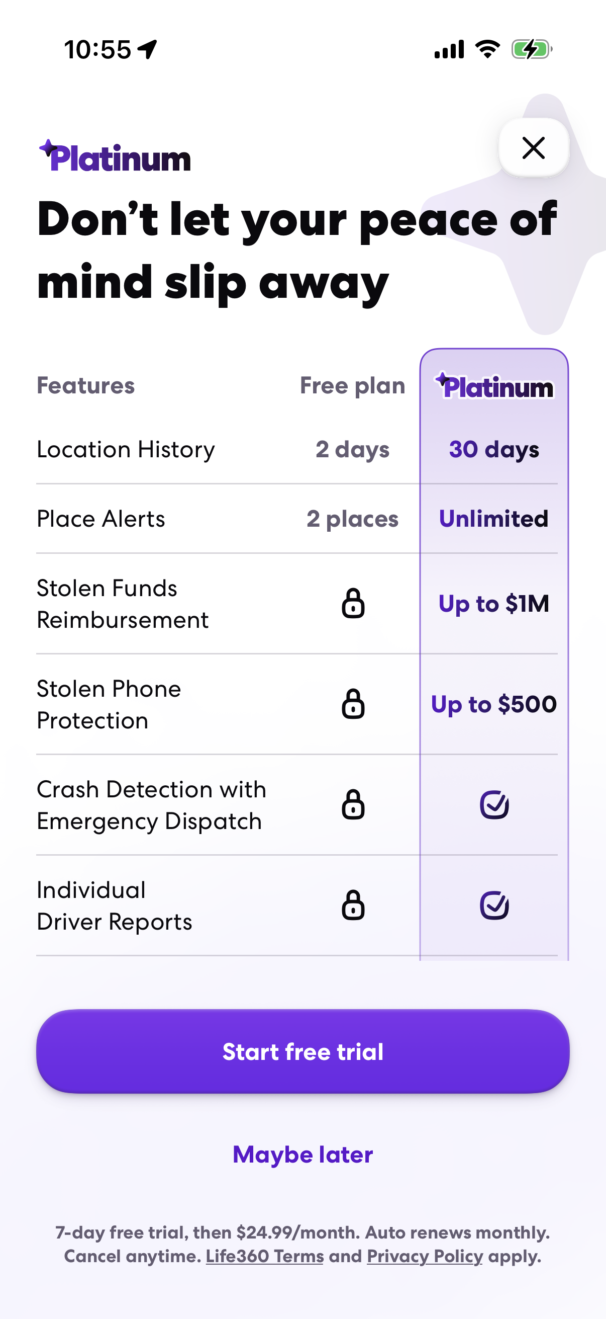 Step 3 of Life360 Onboarding Paywall