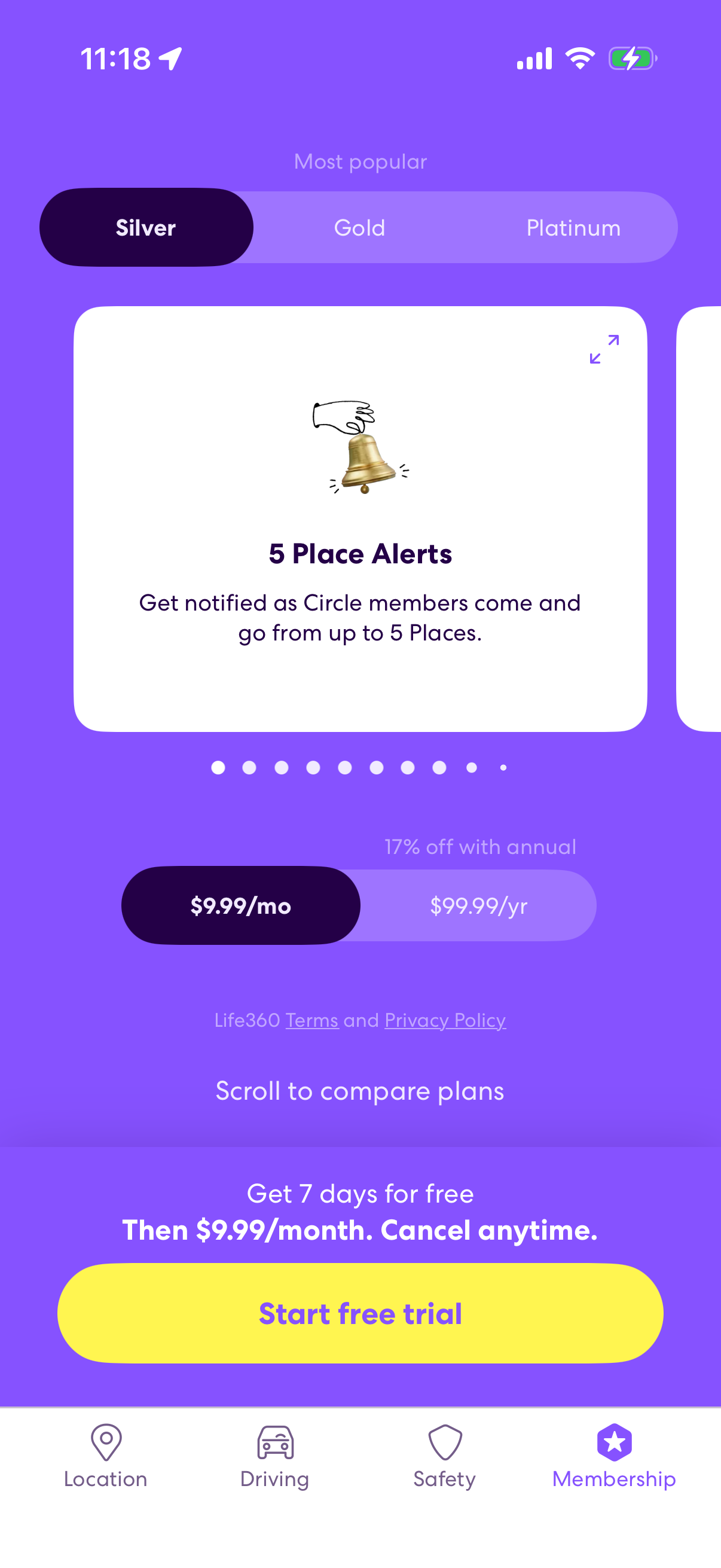 Step 2 of Life360 Settings Paywall