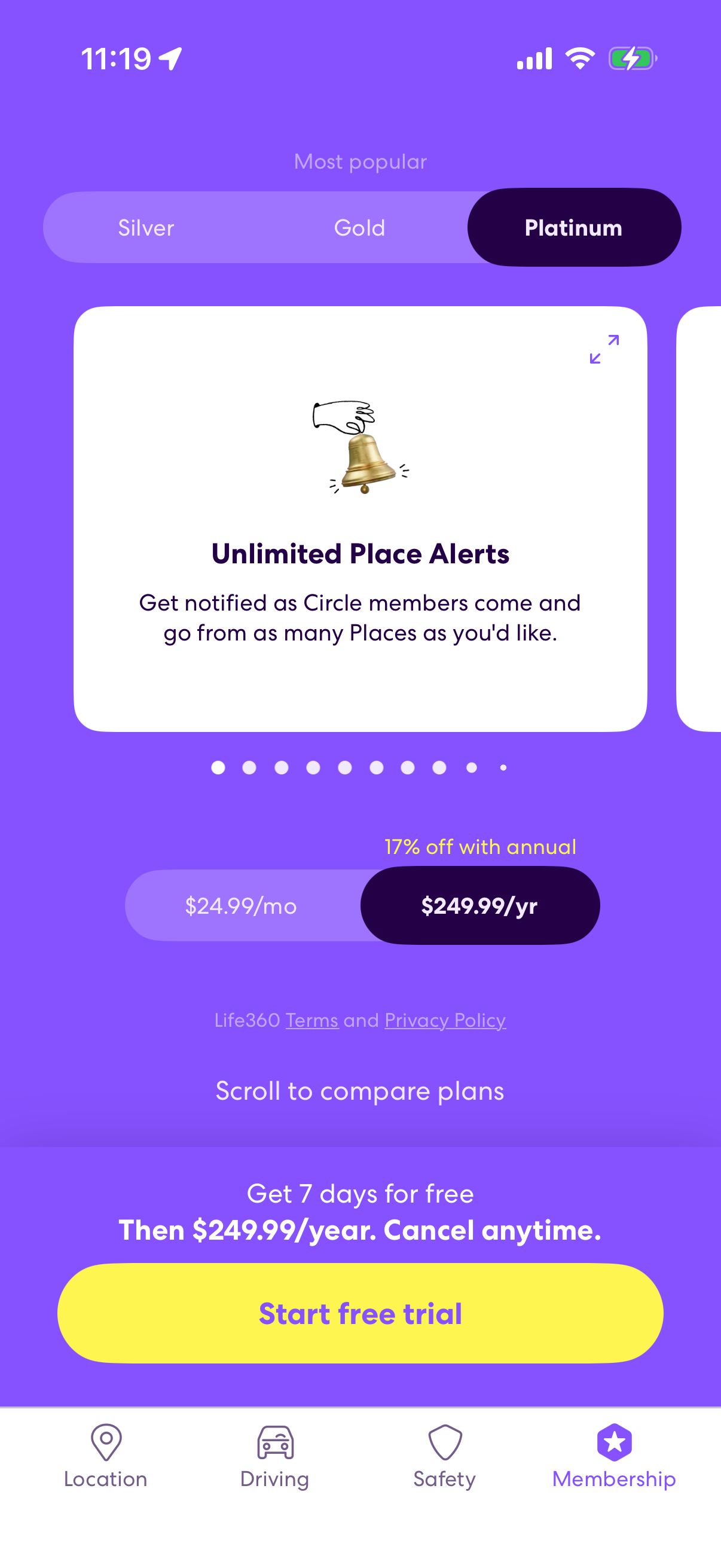 Step 4 of Life360 Settings Paywall