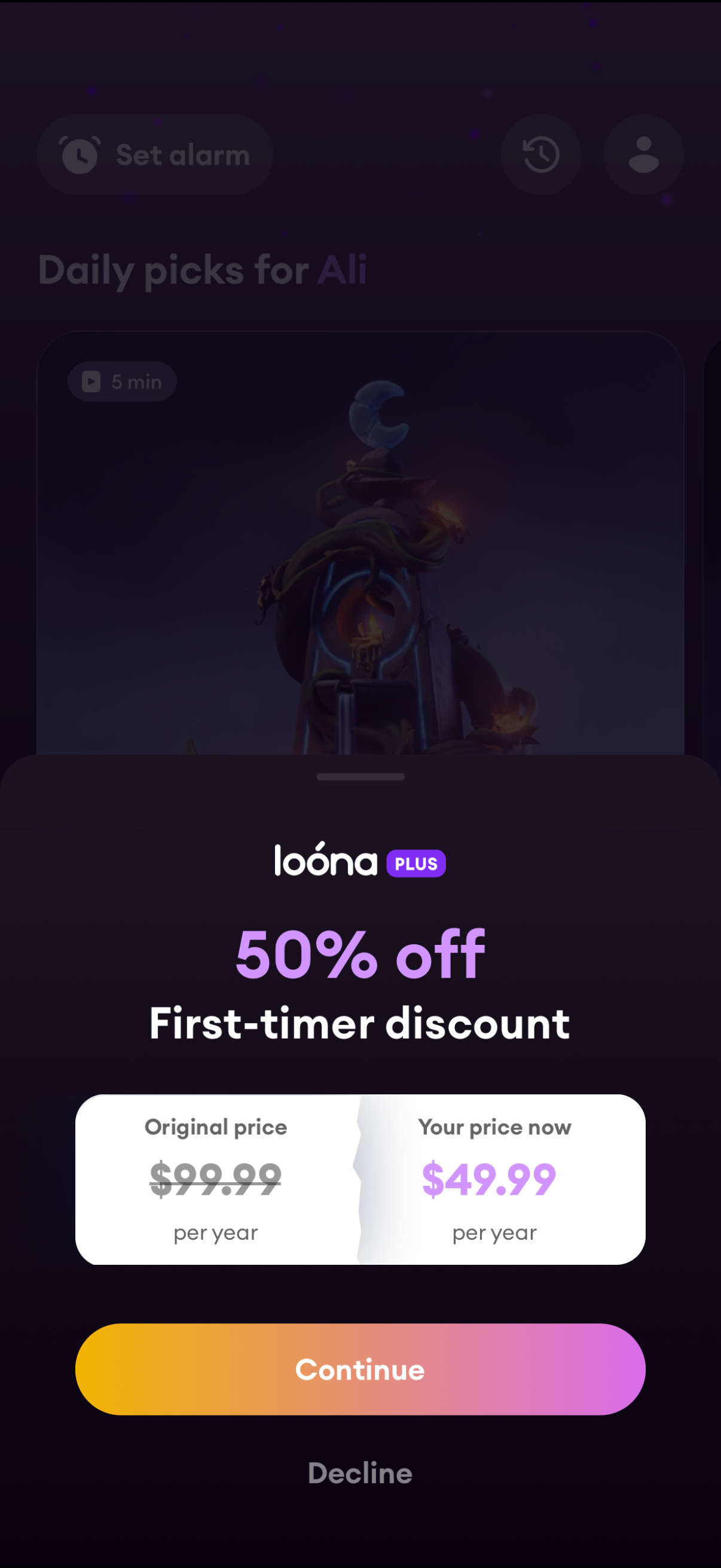 Step 1 of loona Paywall