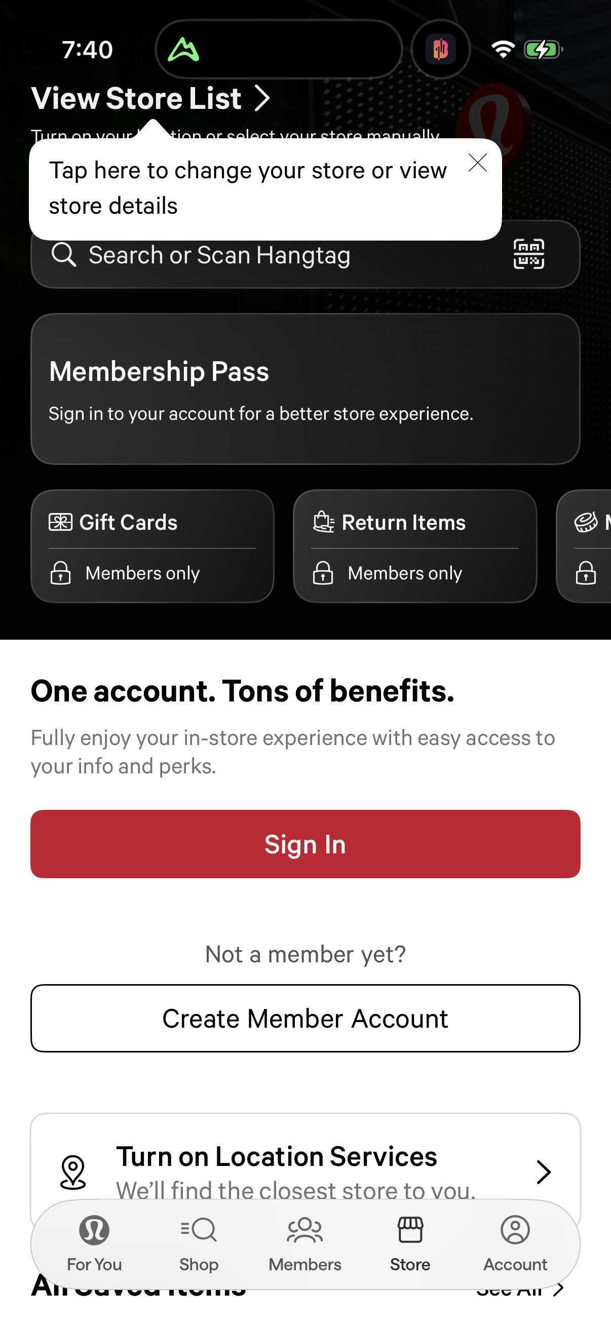 lululemon app screenshot 2