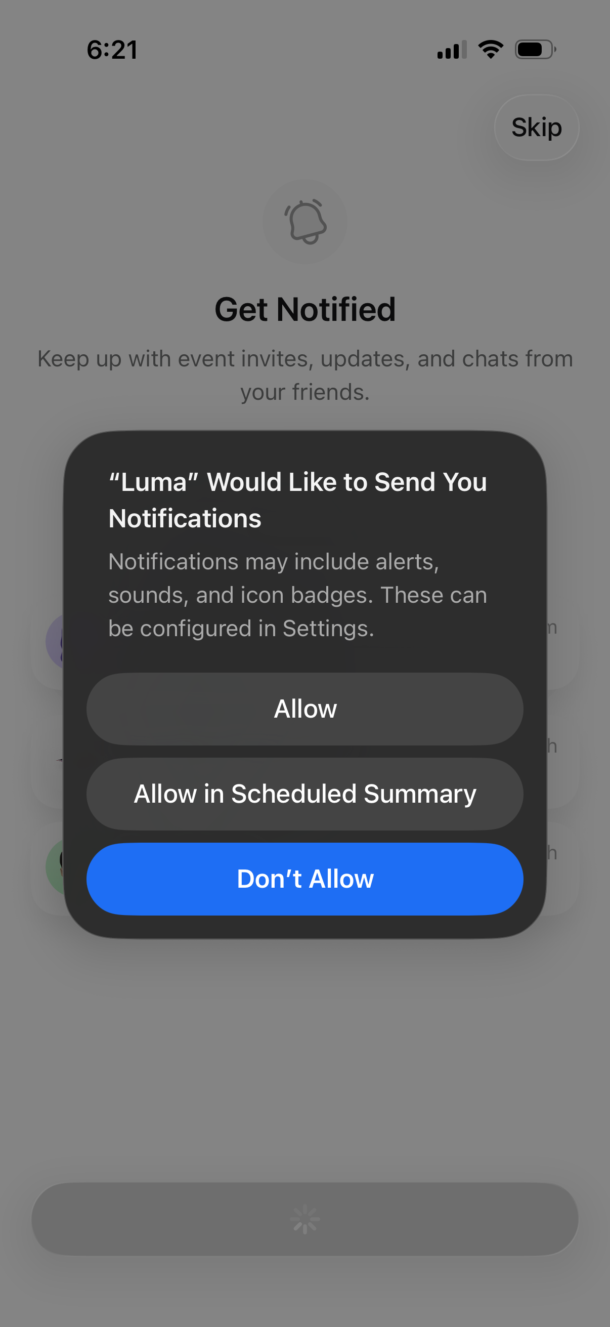 luma enable notifications