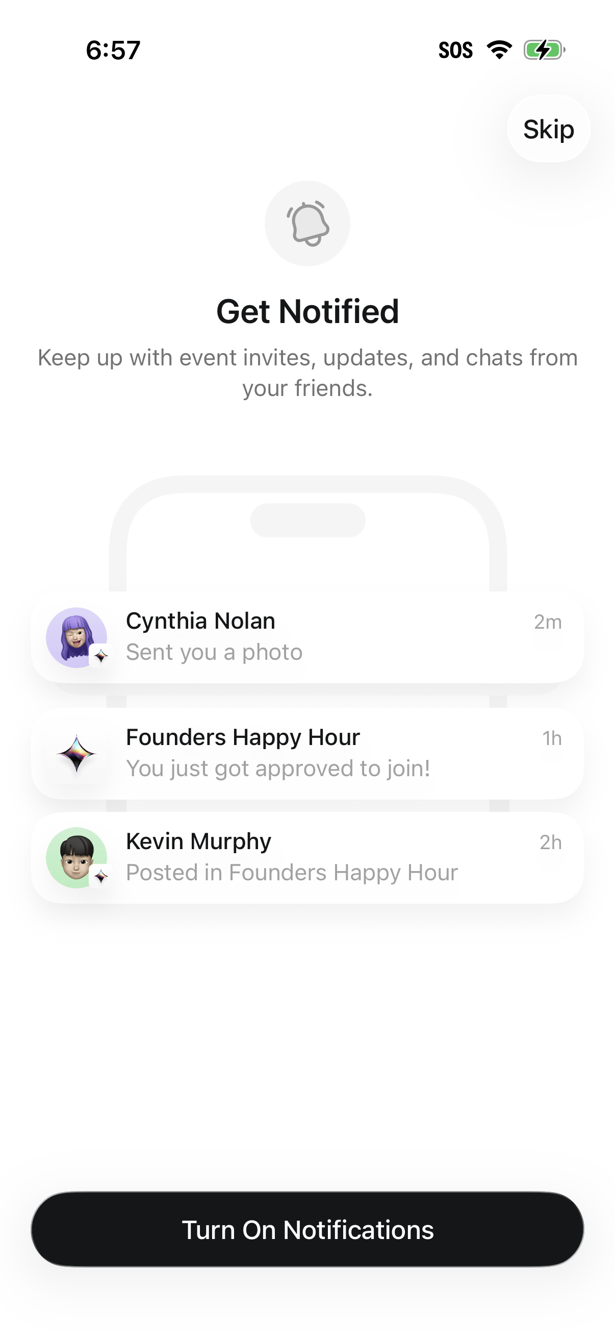 Step 1 of Luma Notifications Opt-in