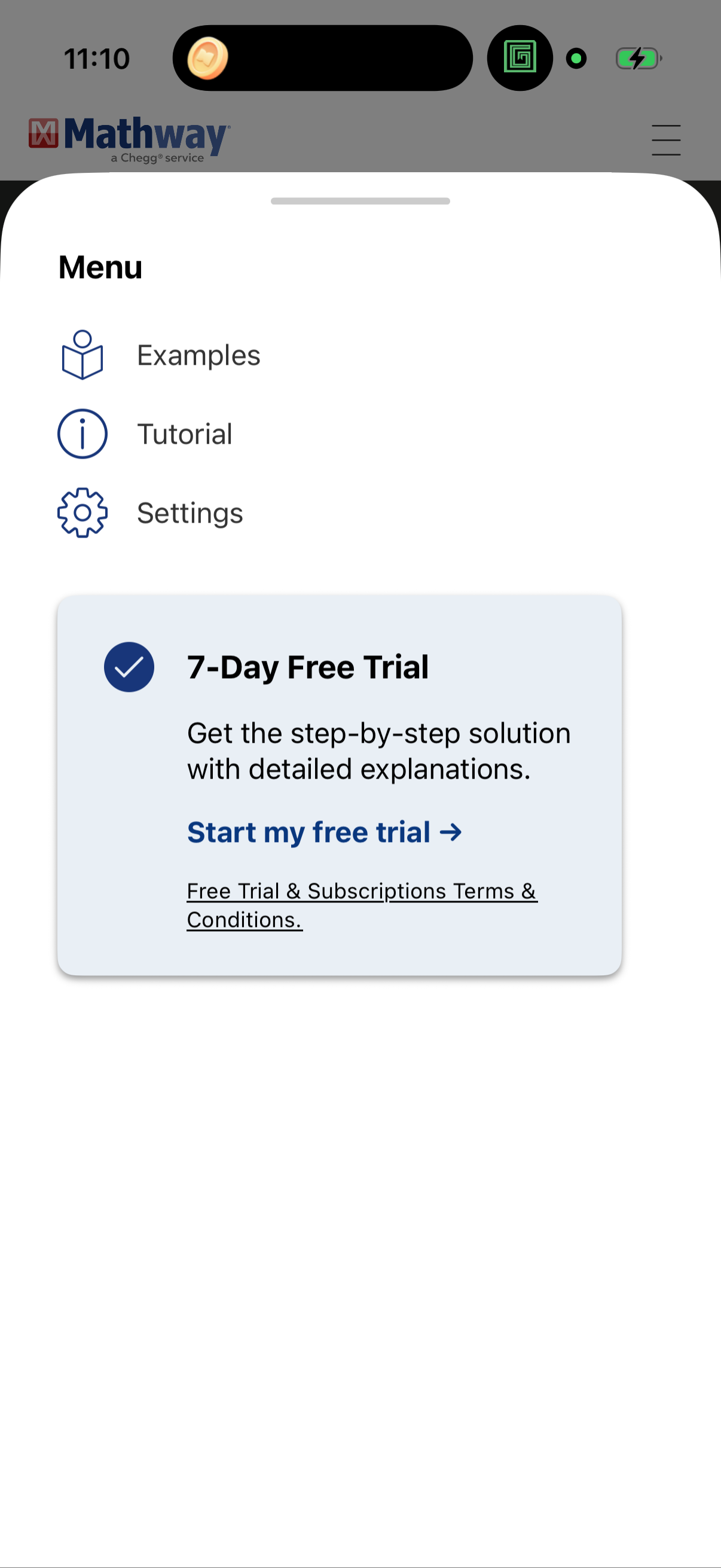 Step 1 of mathway Paywall