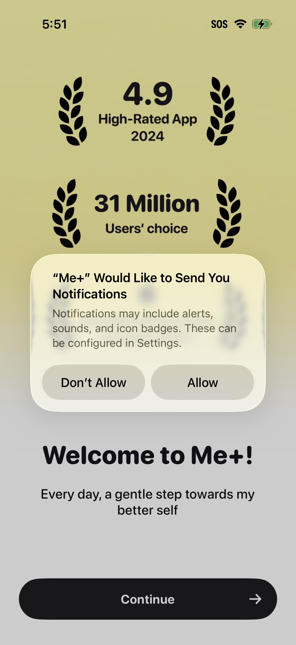Step 1 of Me Onboarding