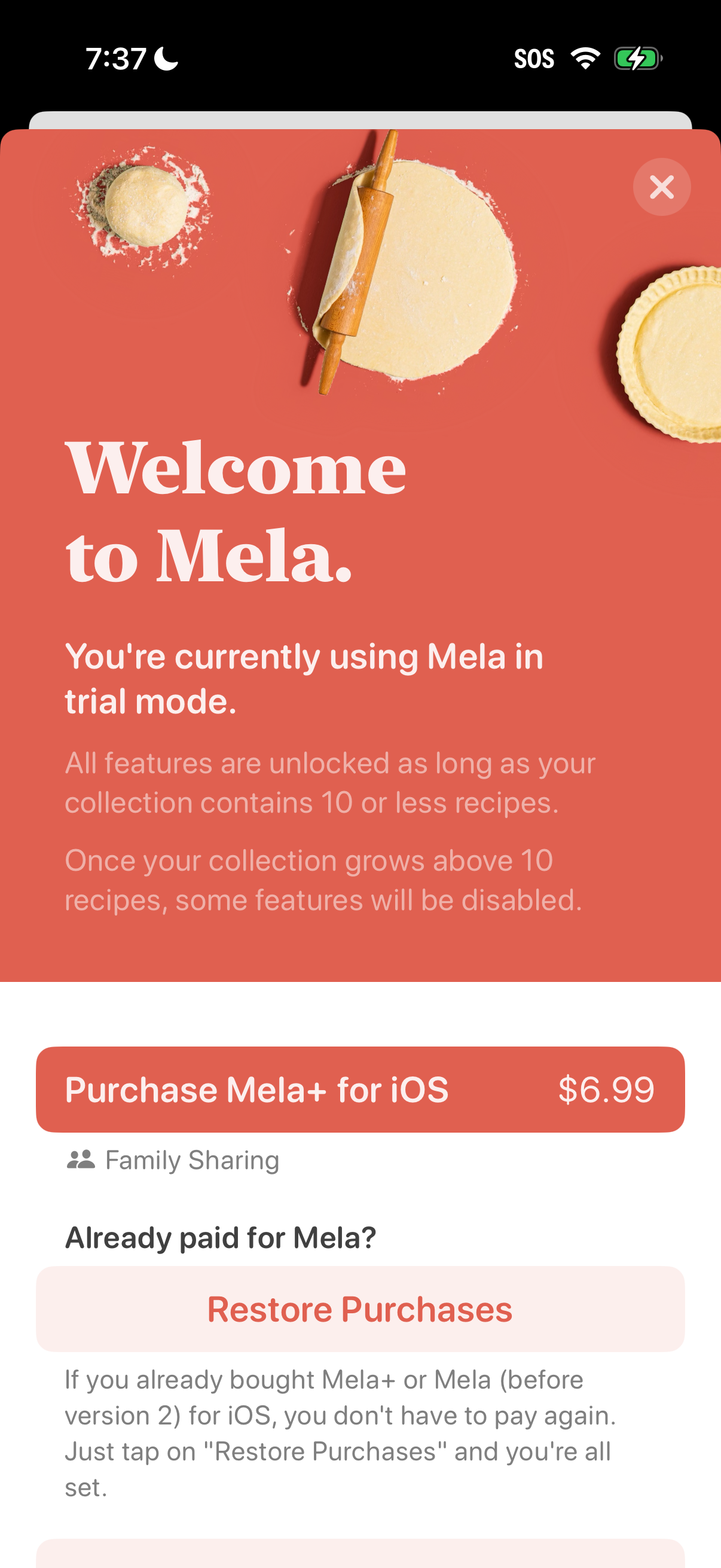 Step 1 of Mela Onboarding