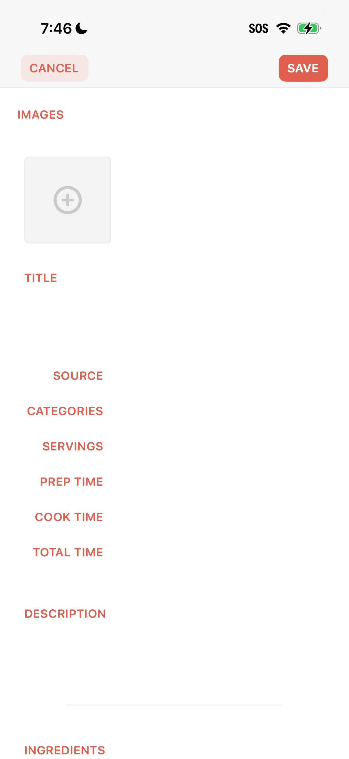 Step 1 of Mela Create Recipe