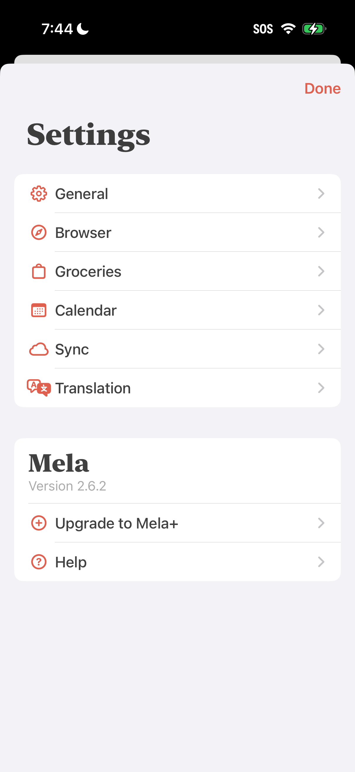 Step 1 of Mela Settings Paywall
