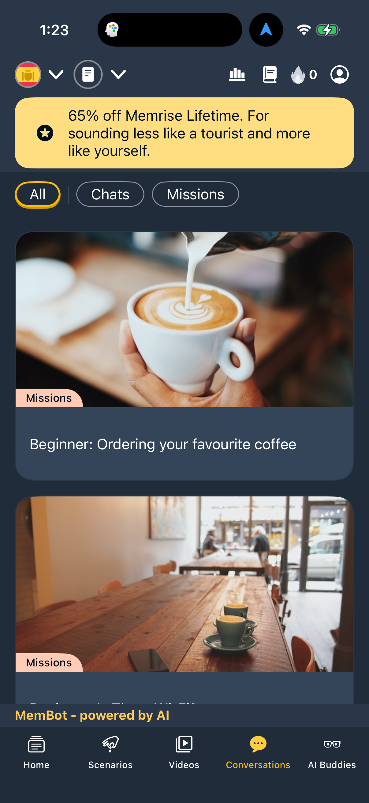 Step 4 of memrise Main_tabs