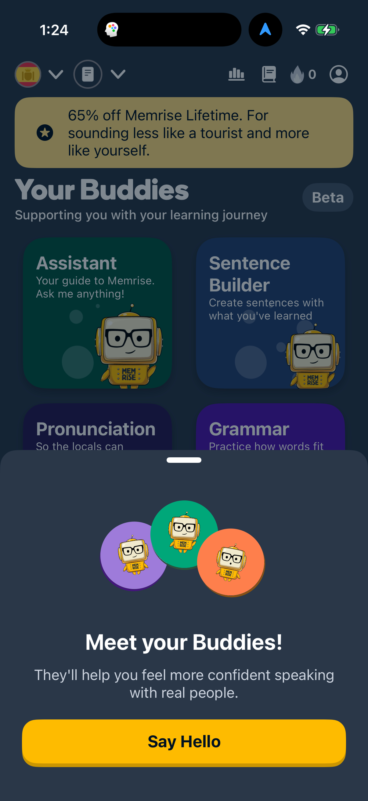 Step 5 of memrise Main_tabs