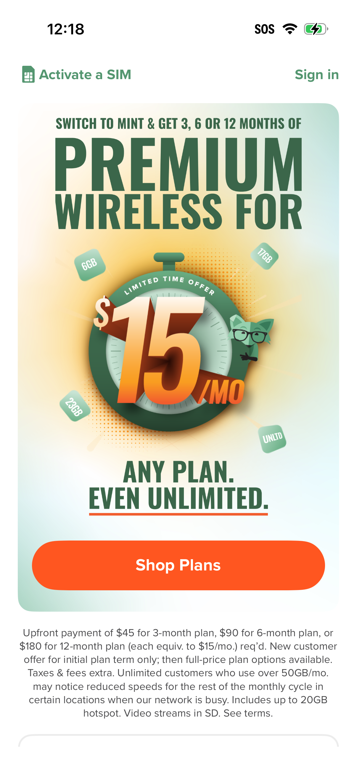 Step 1 of Mint Mobile Web Monetization