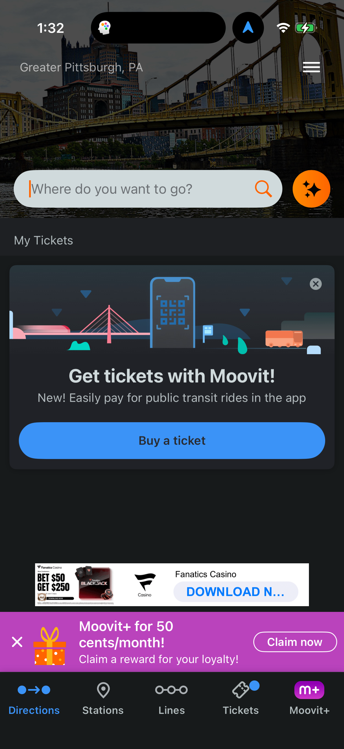 Step 1 of moovit Main_tabs