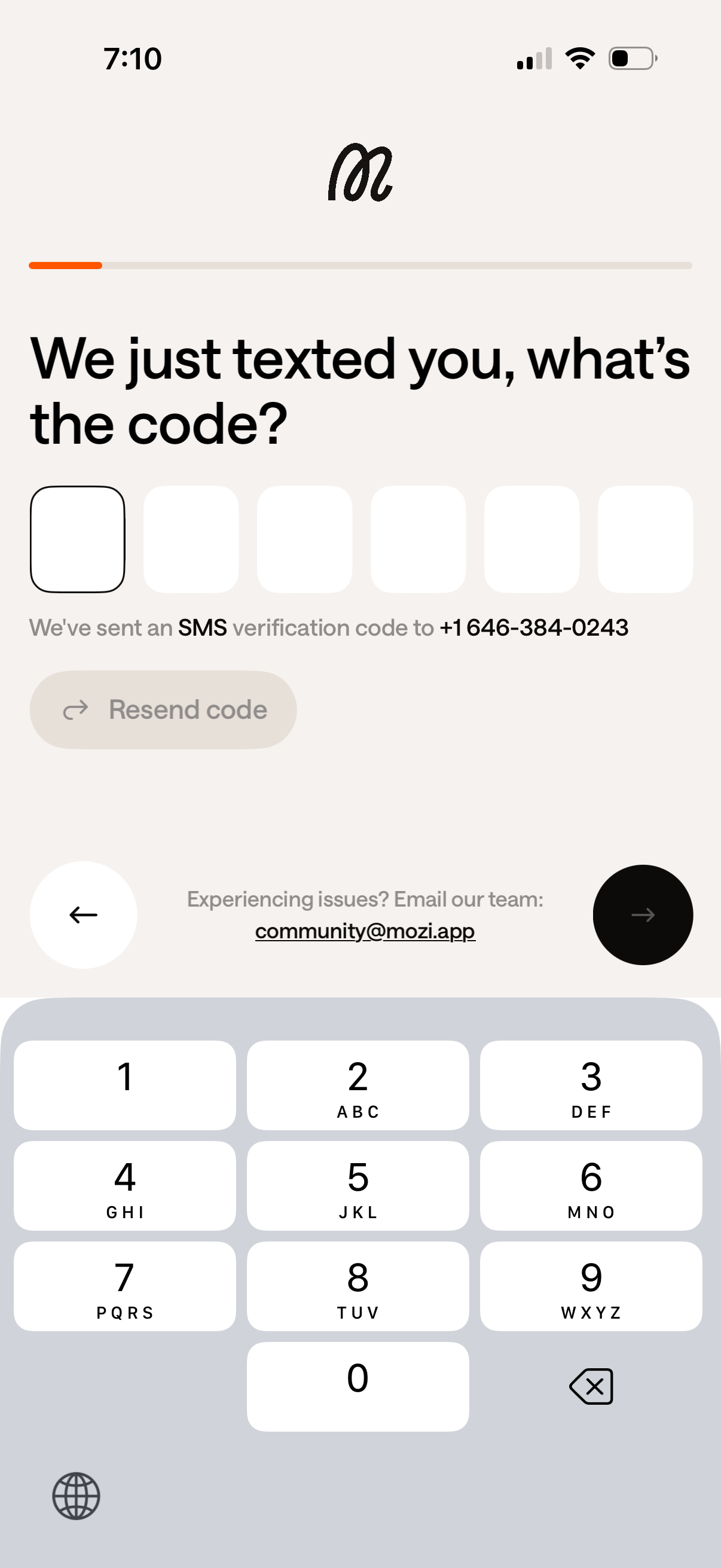 mozi verify phone number