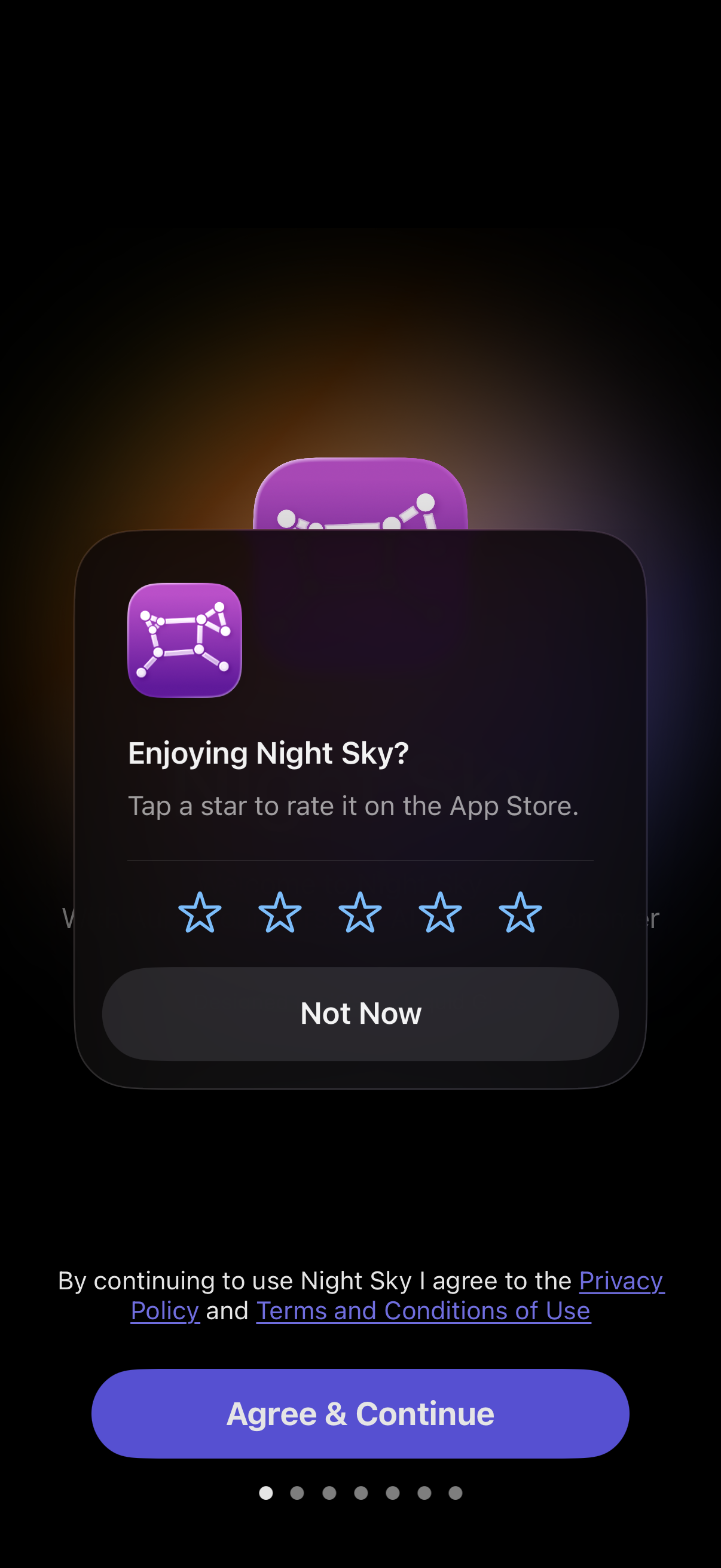 Step 1 of night-sky Onboarding