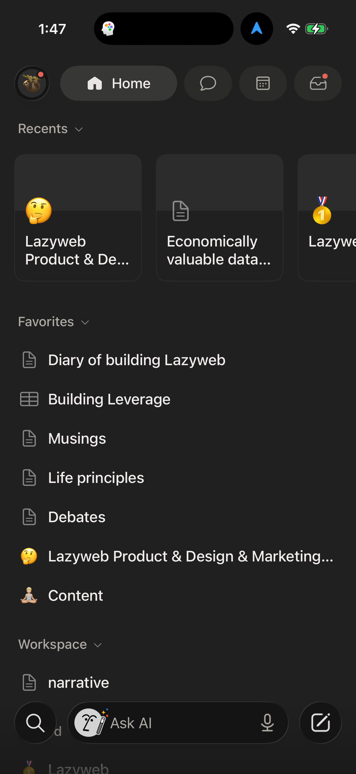 Step 1 of notion Main_tabs